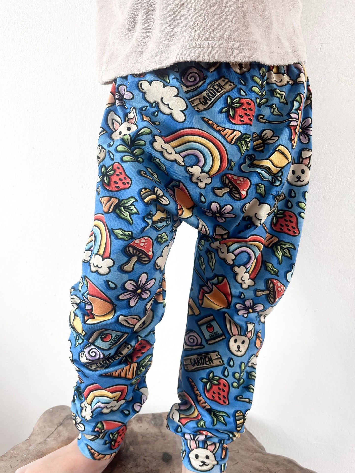 Pre Made In The Garden Kids Baggy Harems - Floral & Nature Print, Comfy & Play-Ready