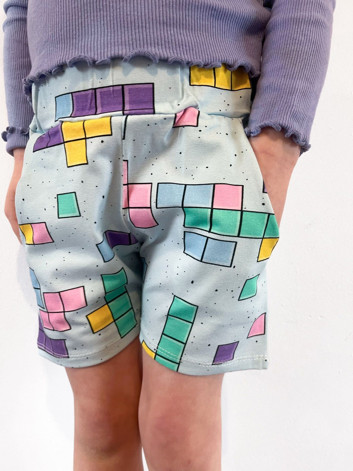Pre Made Pastel Puzzle Jogger Shorts