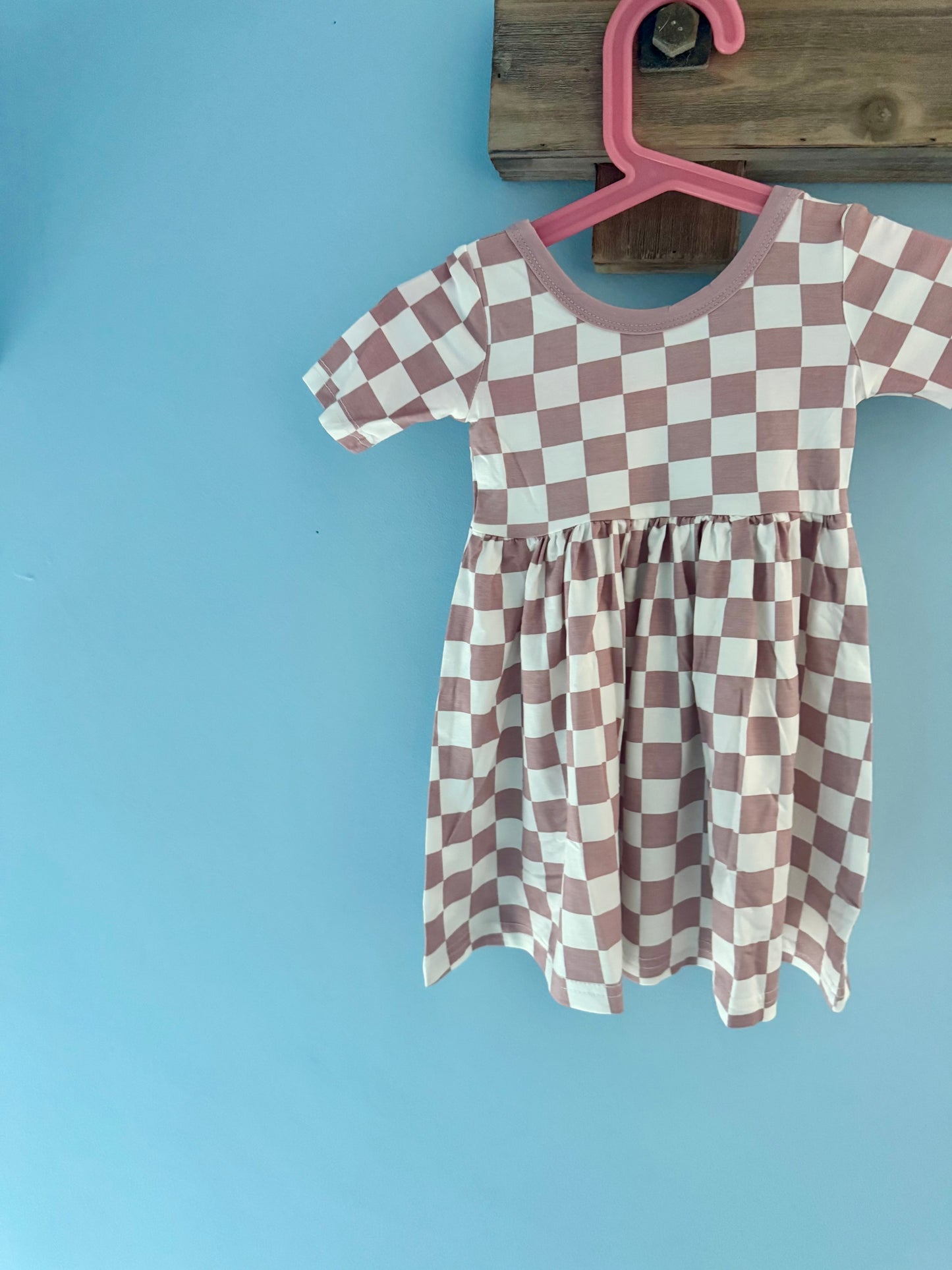 Pre Made Lightweight Dusky Pink Check Summer Dresses