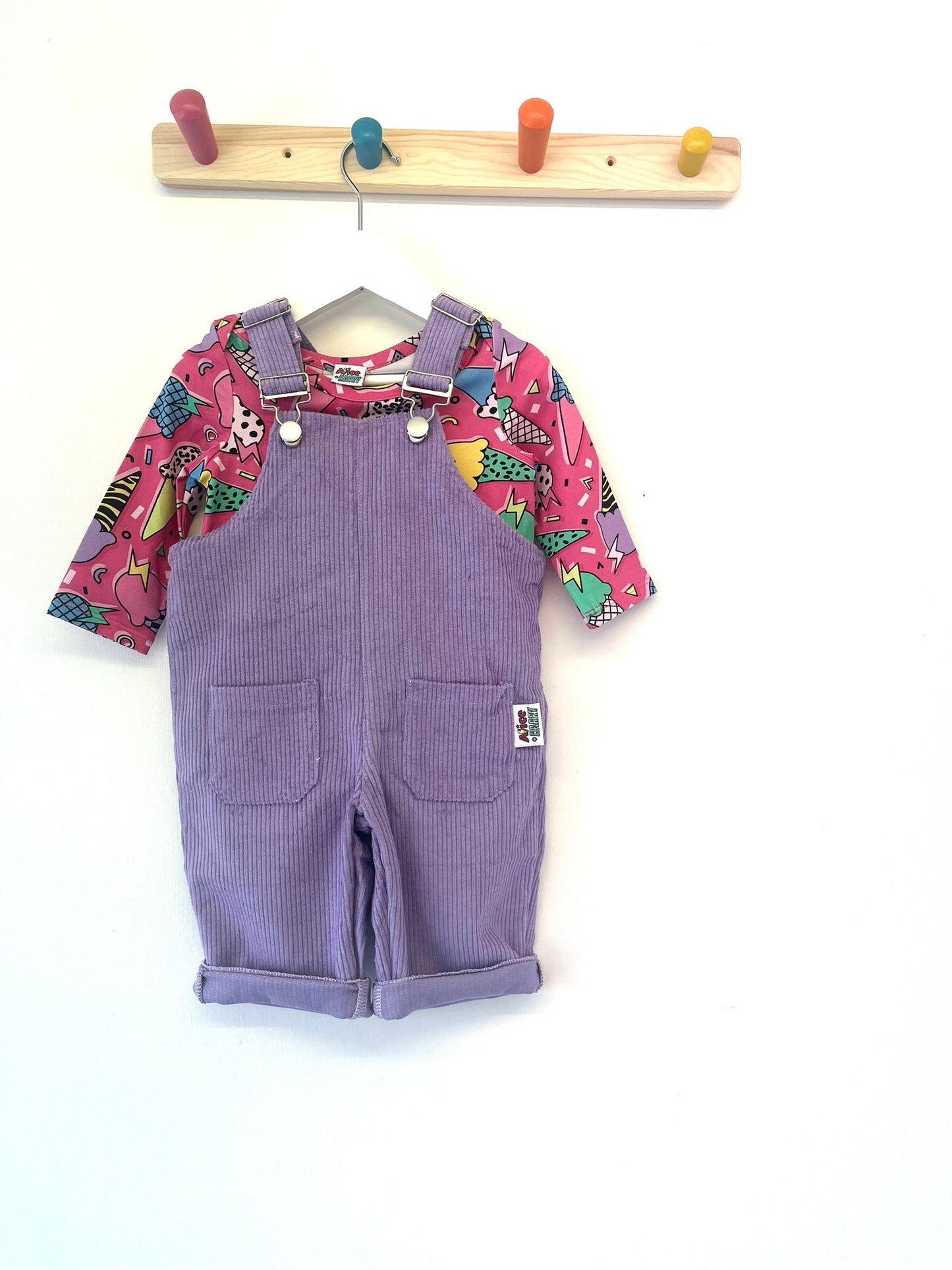 Pre Made Lilac Corduroy Dungarees