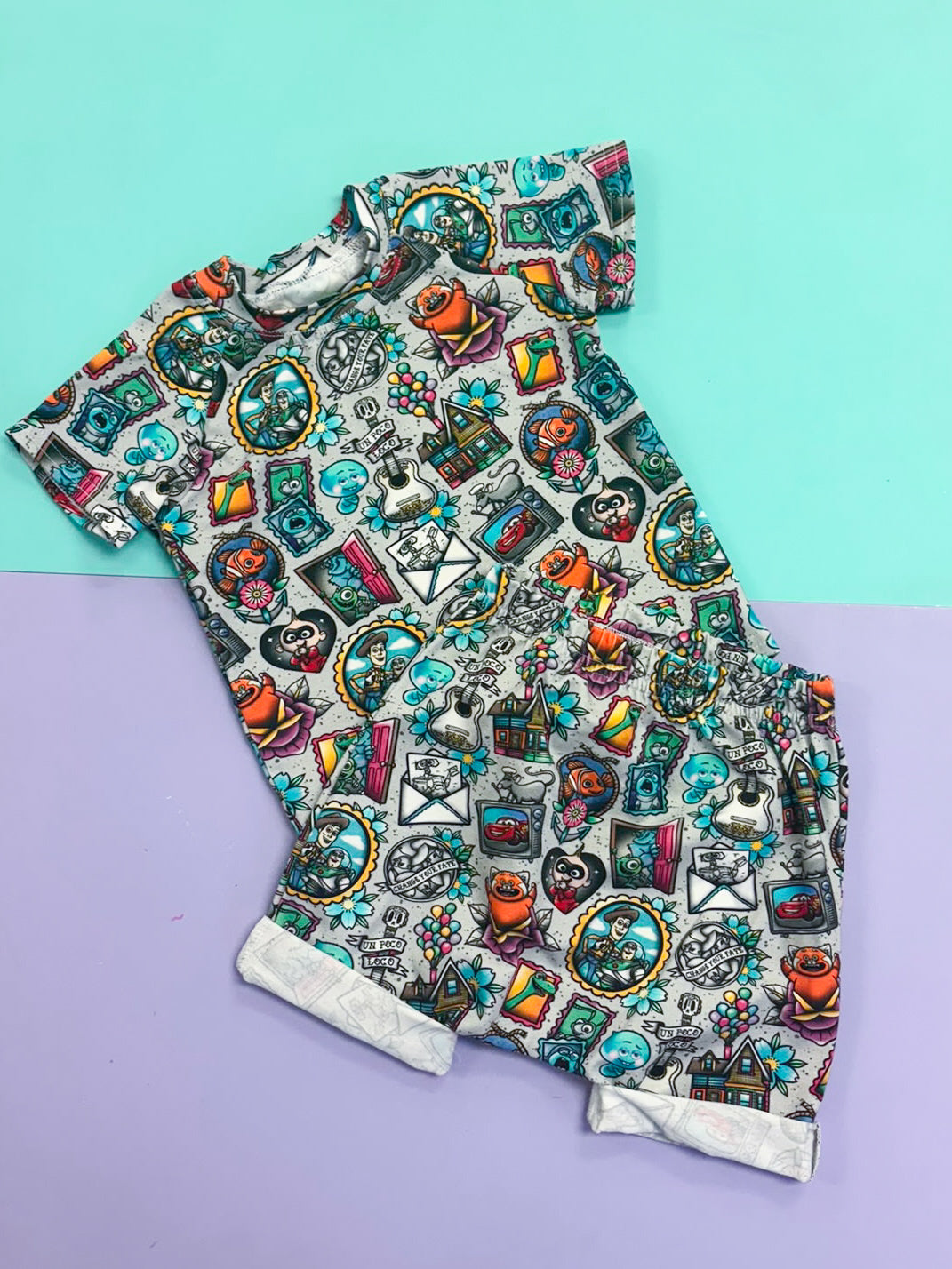 Pre Made Cartoon Patches Skater Shorts