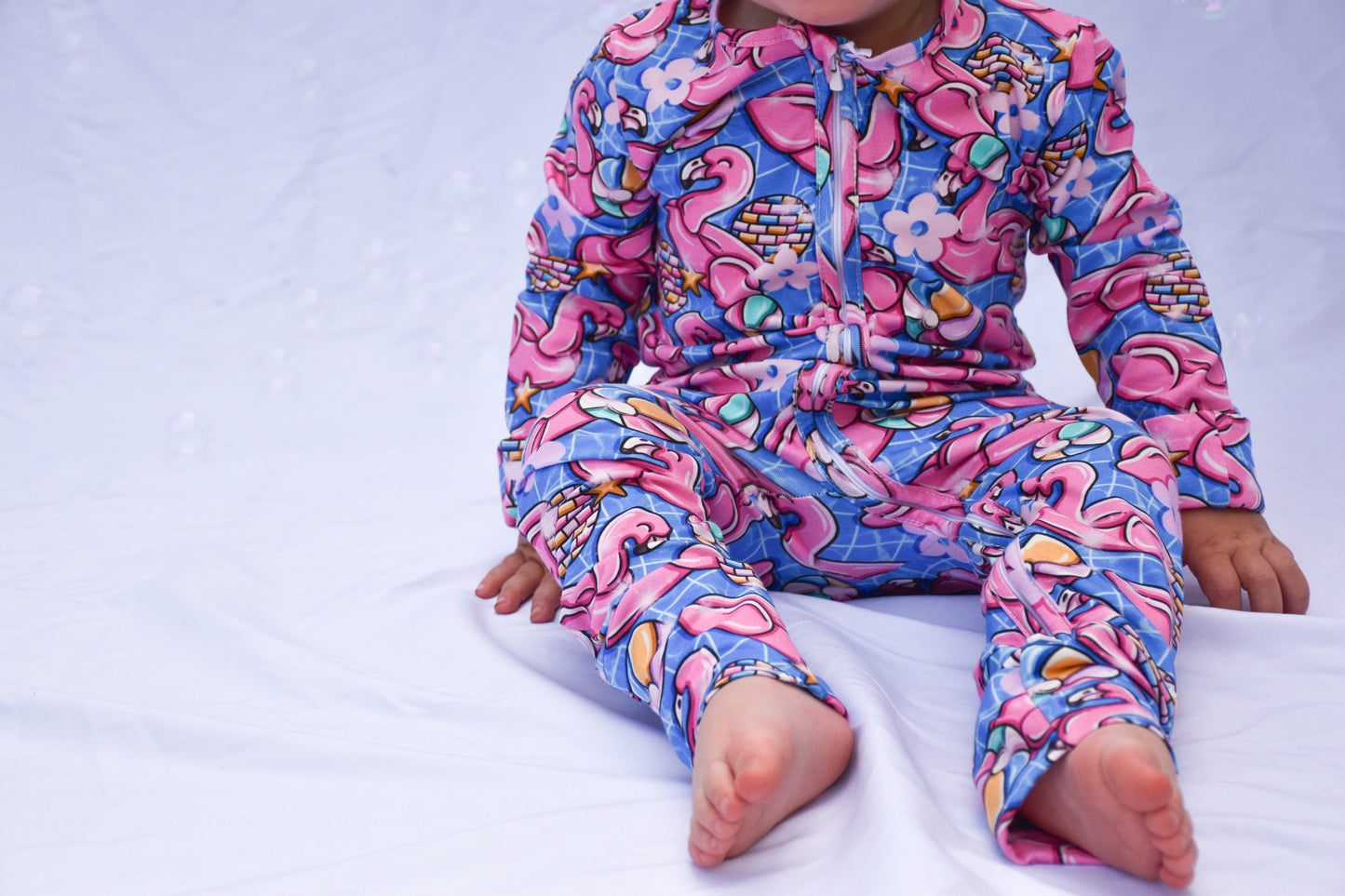 Ready To Post Flamingo Floatie Standard Jersey Zipped Sleepsuits