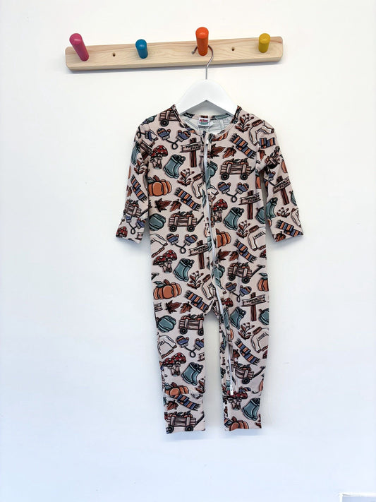 Ready To Post Pumpkin Picking Standard Jersey Zipped Sleepsuits