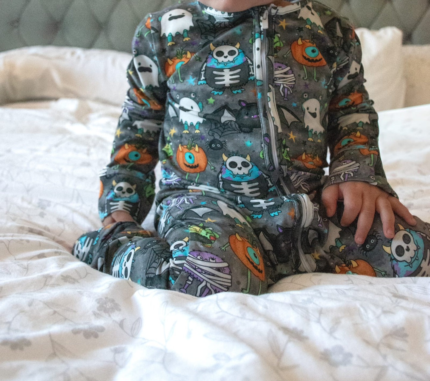 Ready To Post Halloween Monsters Standard Jersey Zipped Sleepsuits