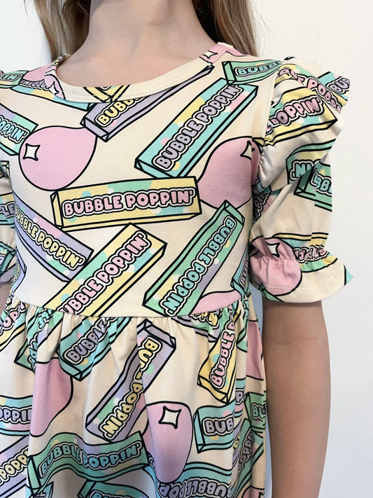 Pre Made Pastel Bubble Poppin Short Sleeve Ruffle Dresses - Candy Inspired Clothing