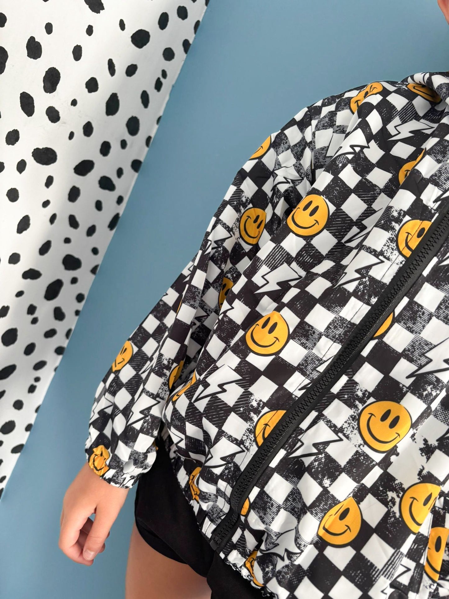 Grunge Checkerboard Smiley Windbreaker