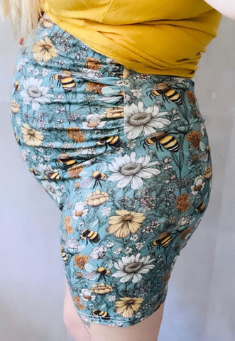 Pre Made Floral Bees Maternity Cycle Shorts XL