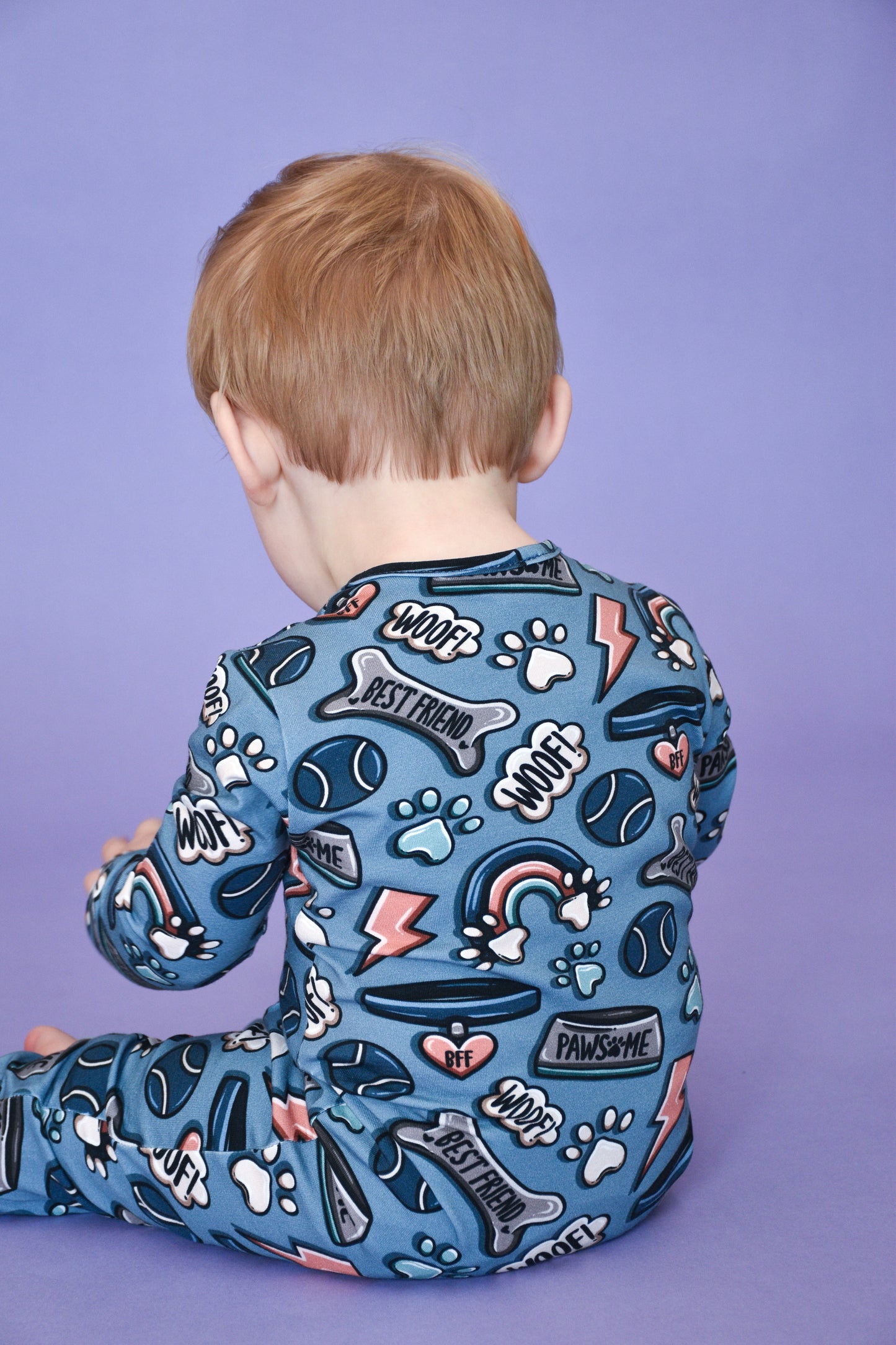 Ready To Post Blue Doggy Friends Standard Jersey Zipped Sleepsuits