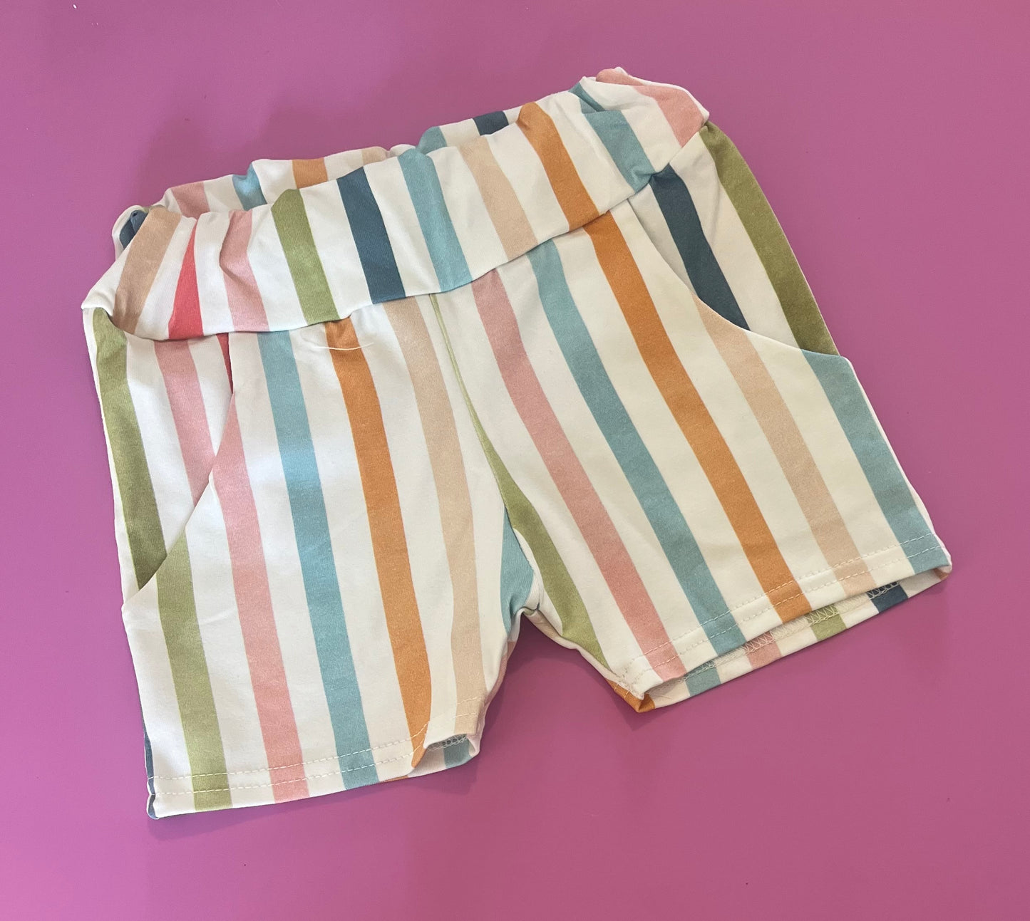 Pre Made Muted Watercolour Stripes Jogger Shorts