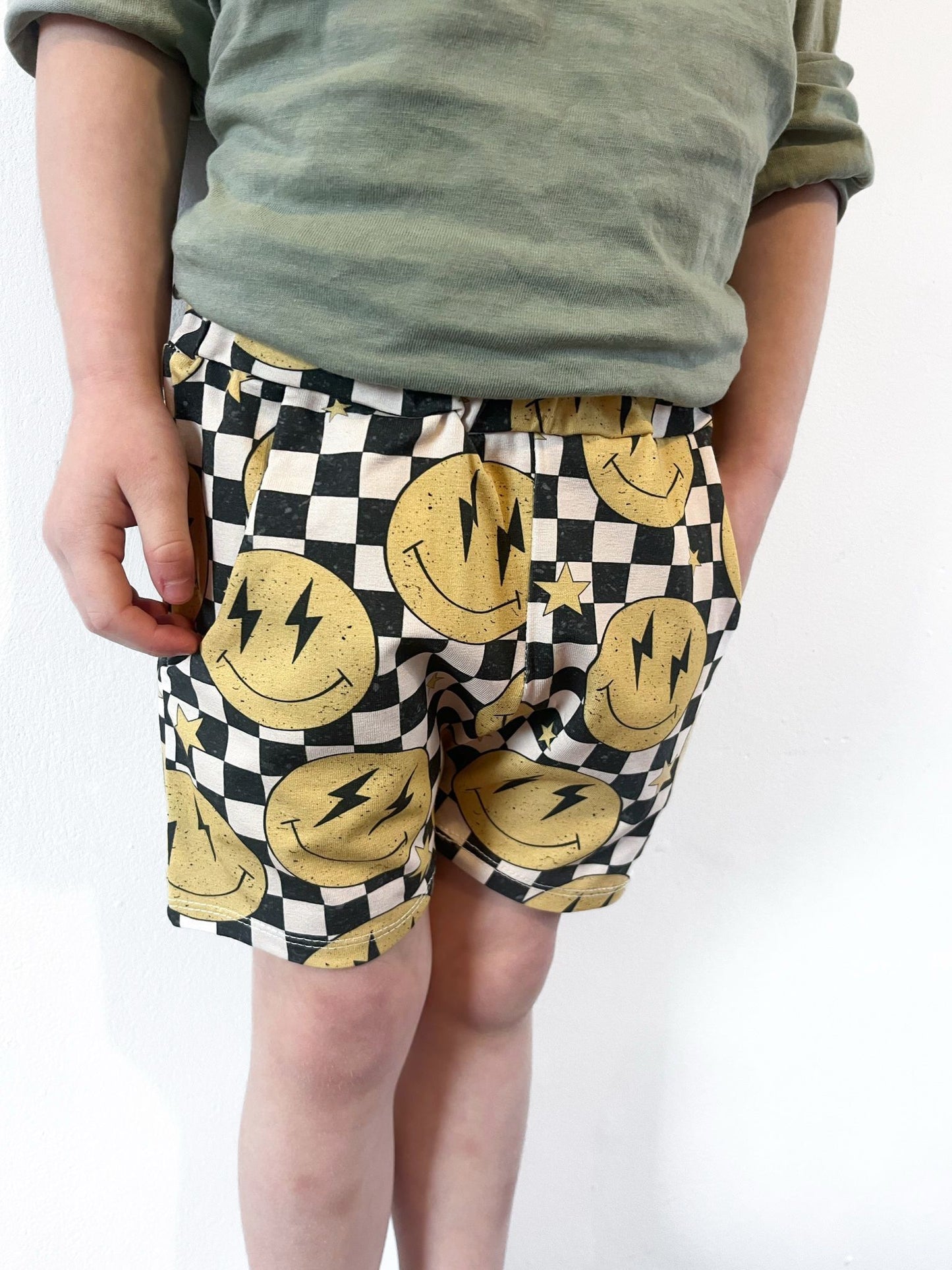 Pre Made Yellow Smiley Jogger Shorts
