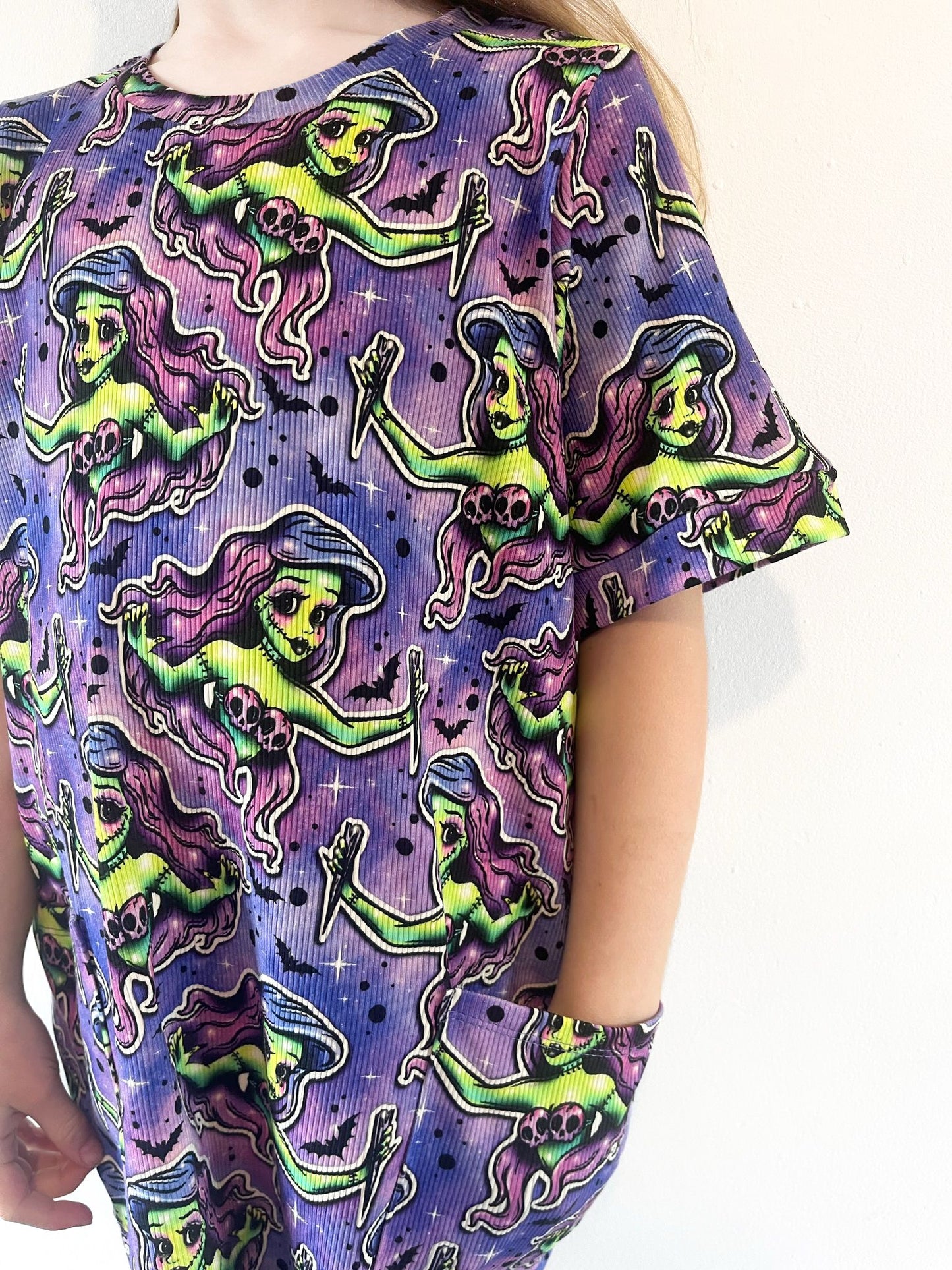 Pre Made Gothic ‘Where the People Aren’t’ Print Smock Dress with Pockets