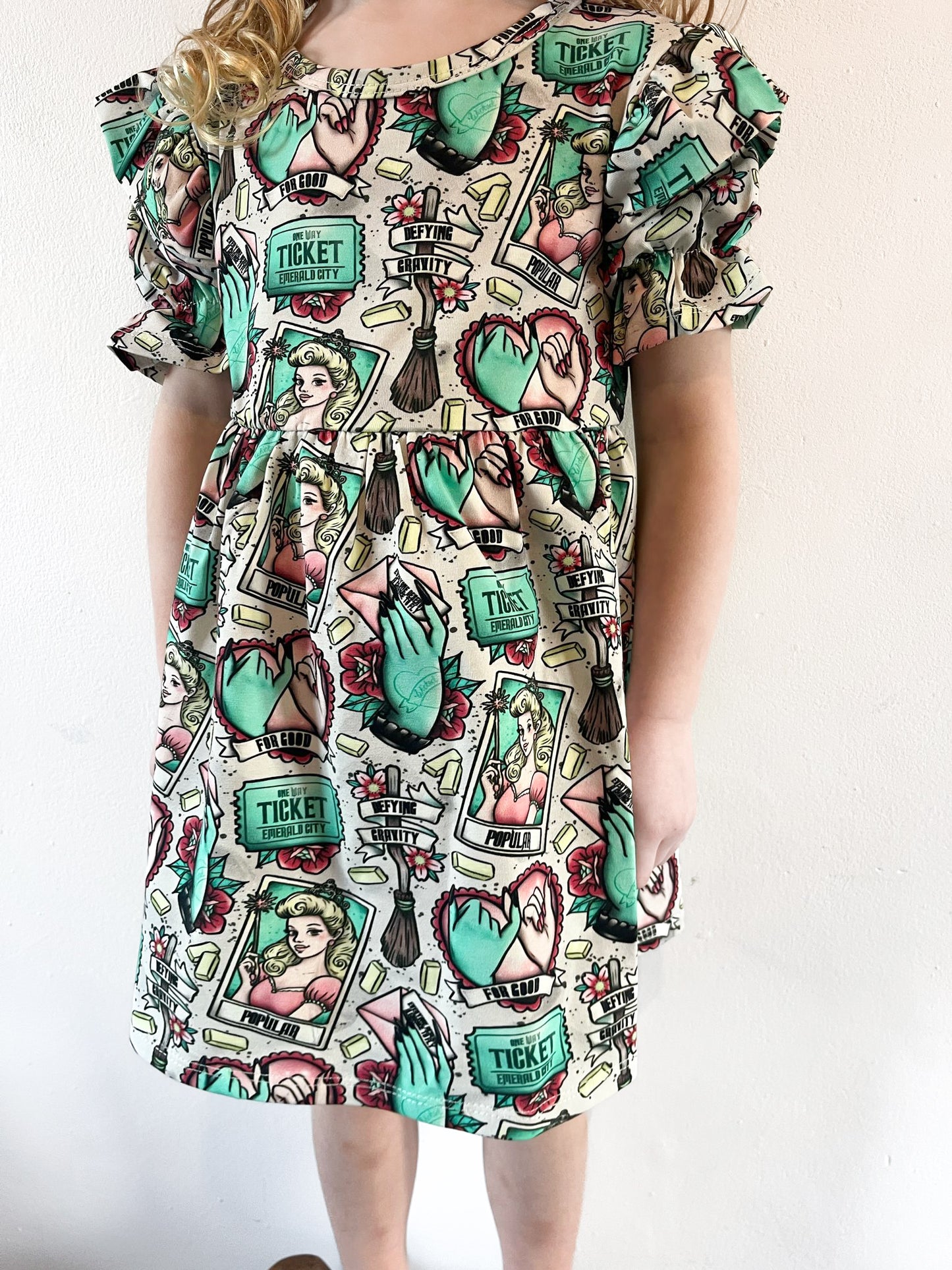 Pre Made Emerald City Short Sleeve Ruffle Dresses