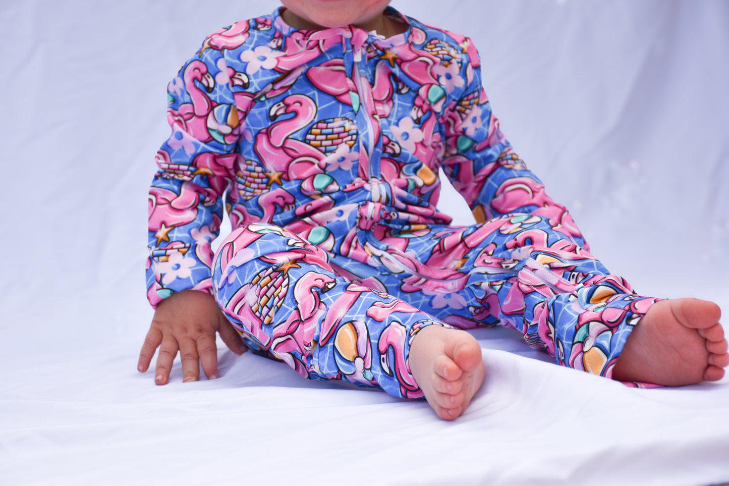 Ready To Post Flamingo Floatie Standard Jersey Zipped Sleepsuits