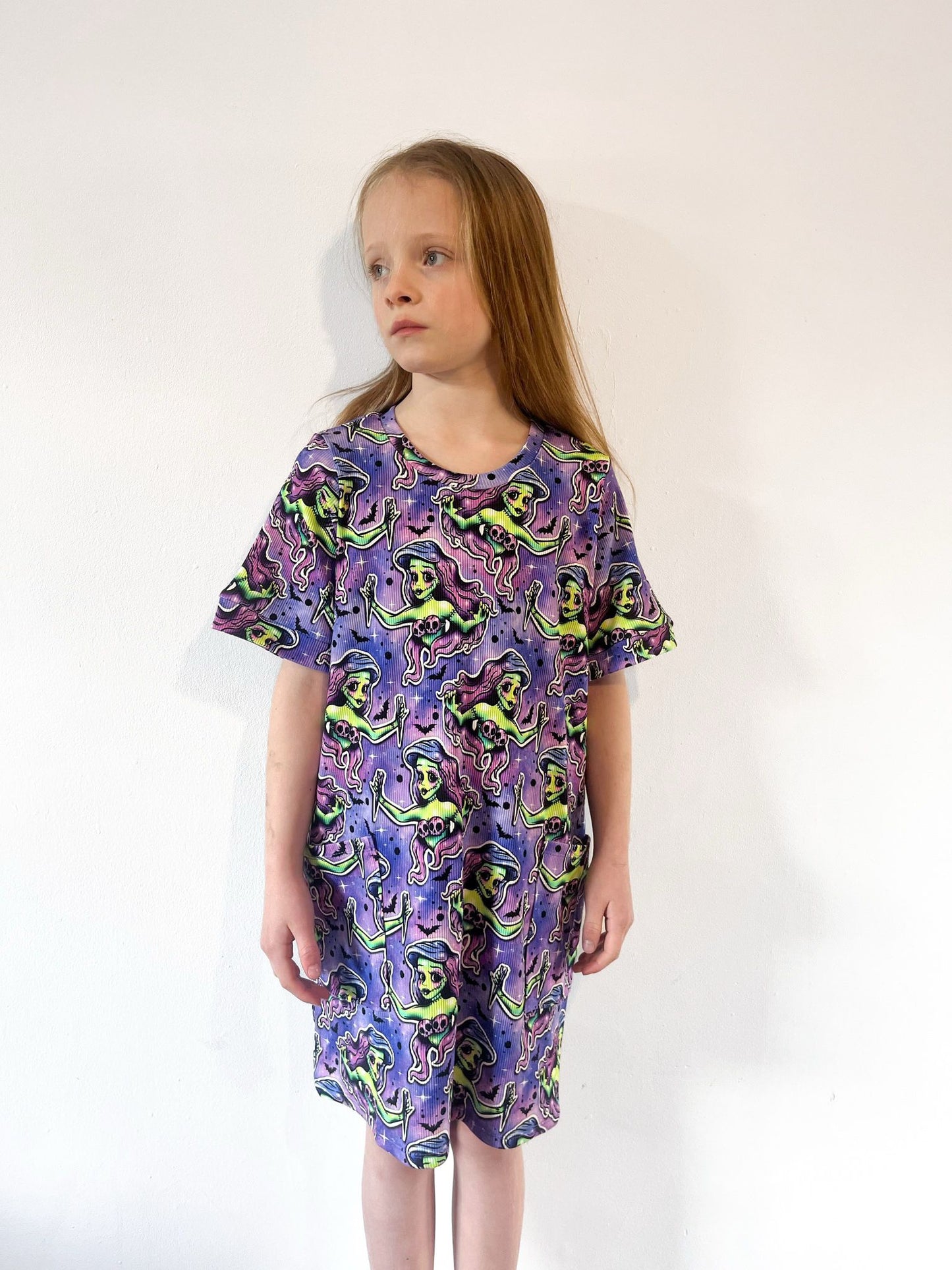 Pre Made Gothic ‘Where the People Aren’t’ Print Smock Dress with Pockets