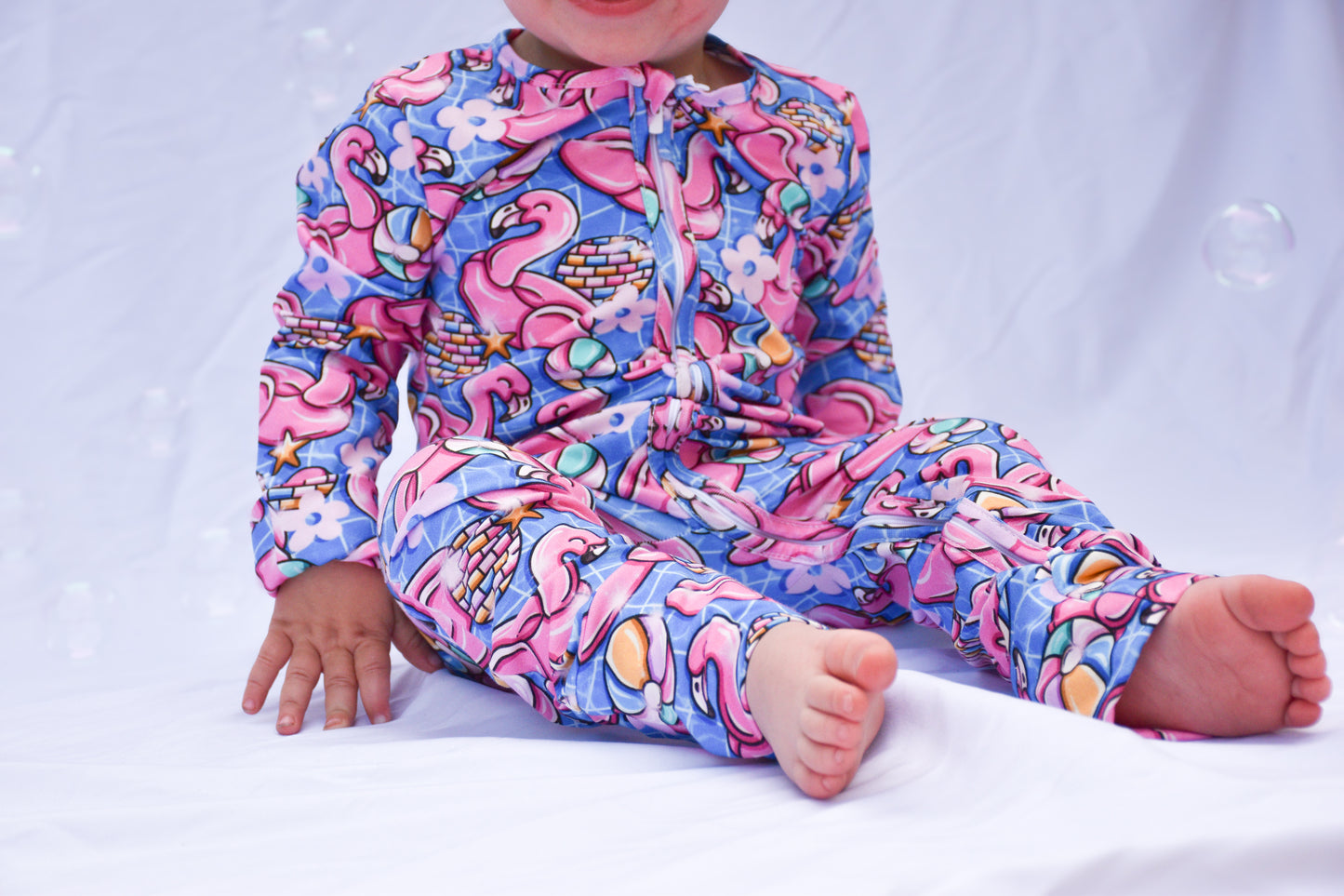 Ready To Post Flamingo Floatie Standard Jersey Zipped Sleepsuits