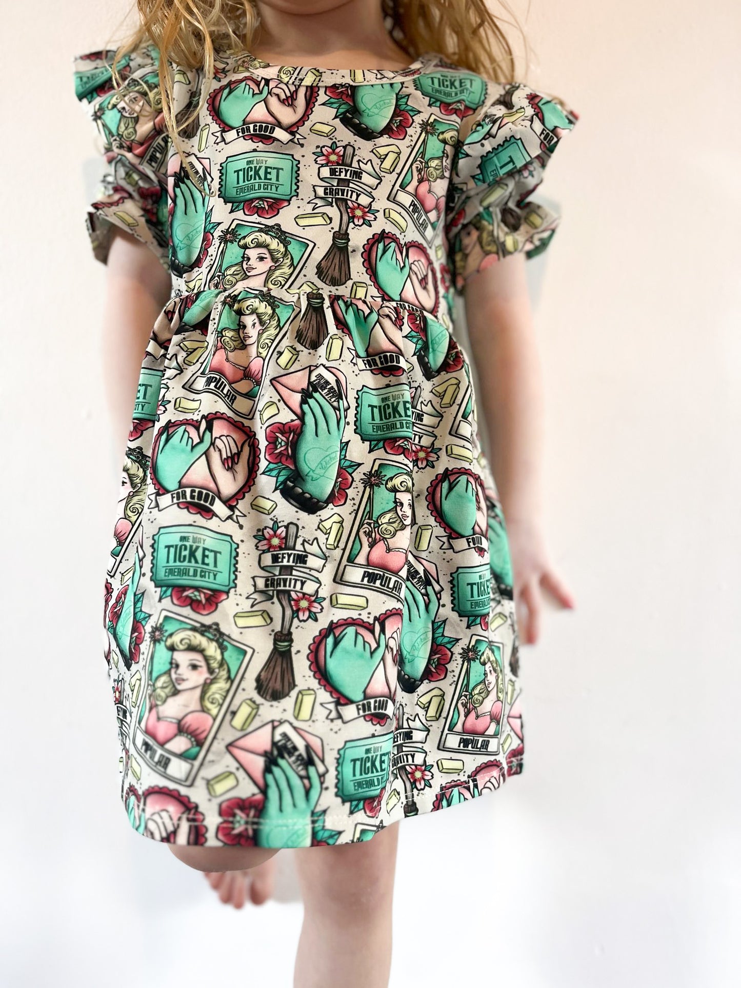 Pre Made Emerald City Short Sleeve Ruffle Dresses
