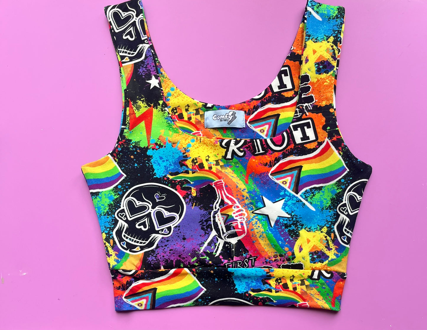 Pre Made Comfy Adult Crop Top - The First Pride was a Riot
