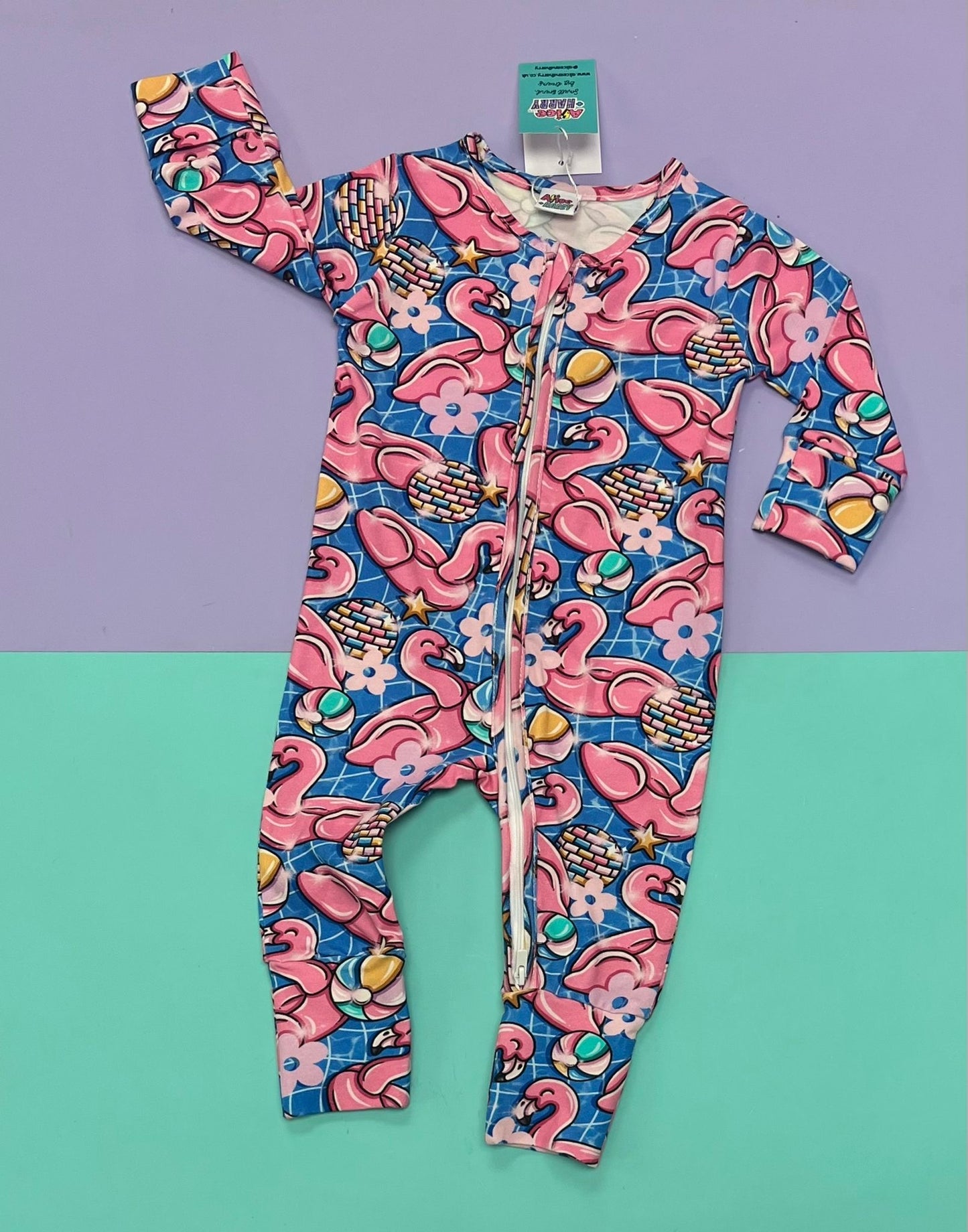 Ready To Post Flamingo Floatie Standard Jersey Zipped Sleepsuits