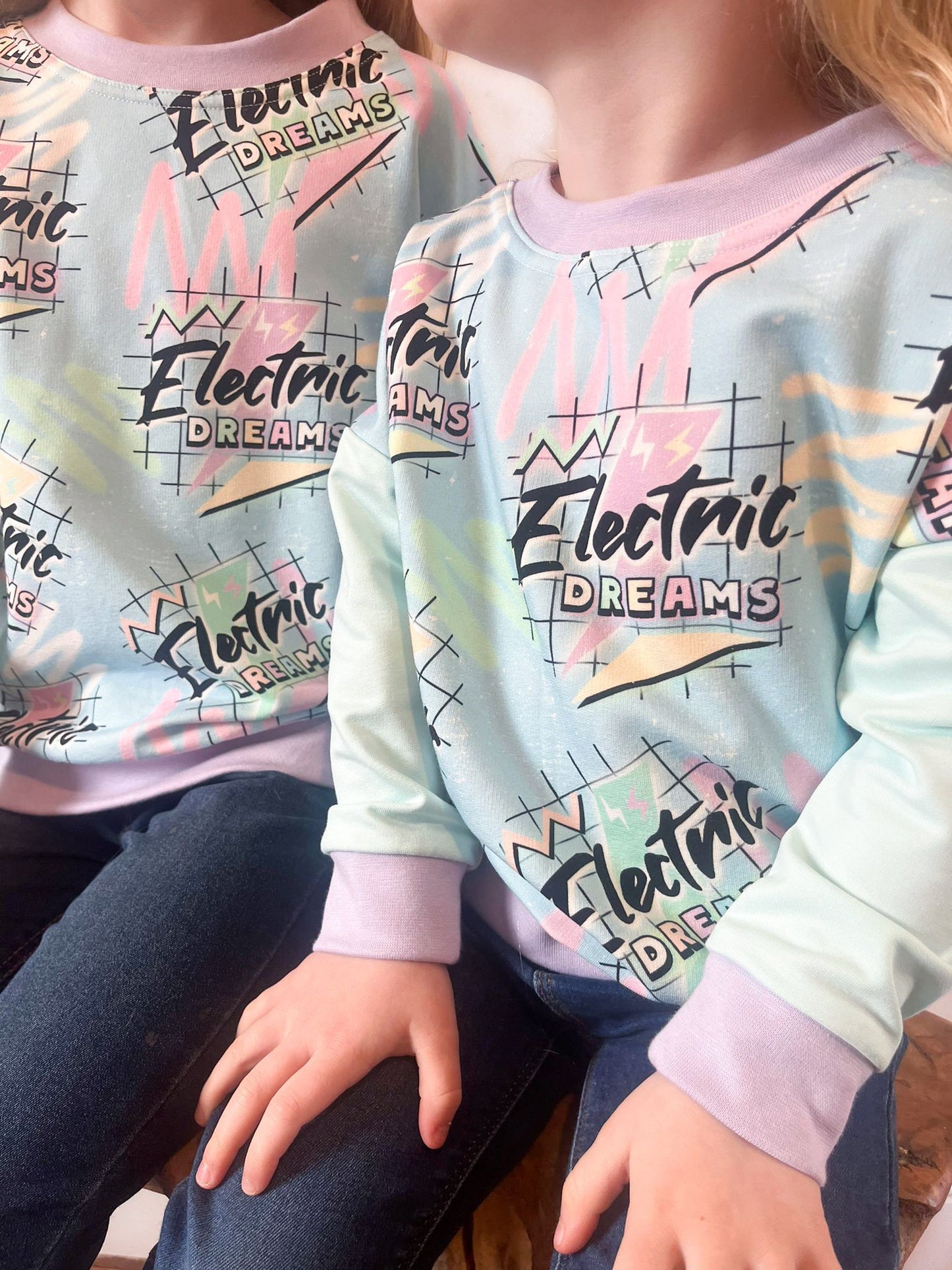 Kids “Electric Dreams” Skater Sweater – 80s Retro Sweatshirt, Ready To Post