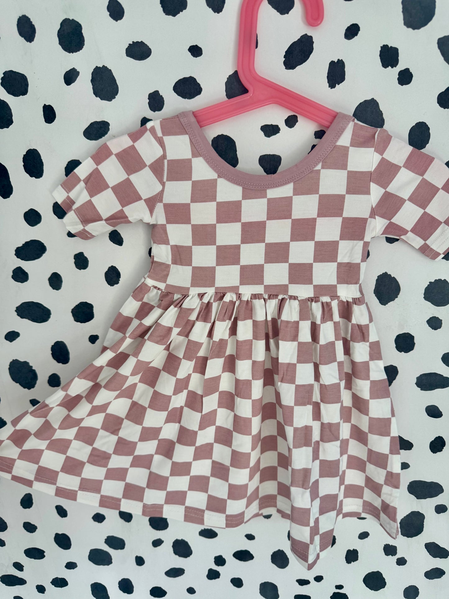 Pre Made Lightweight Dusky Pink Check Summer Dresses