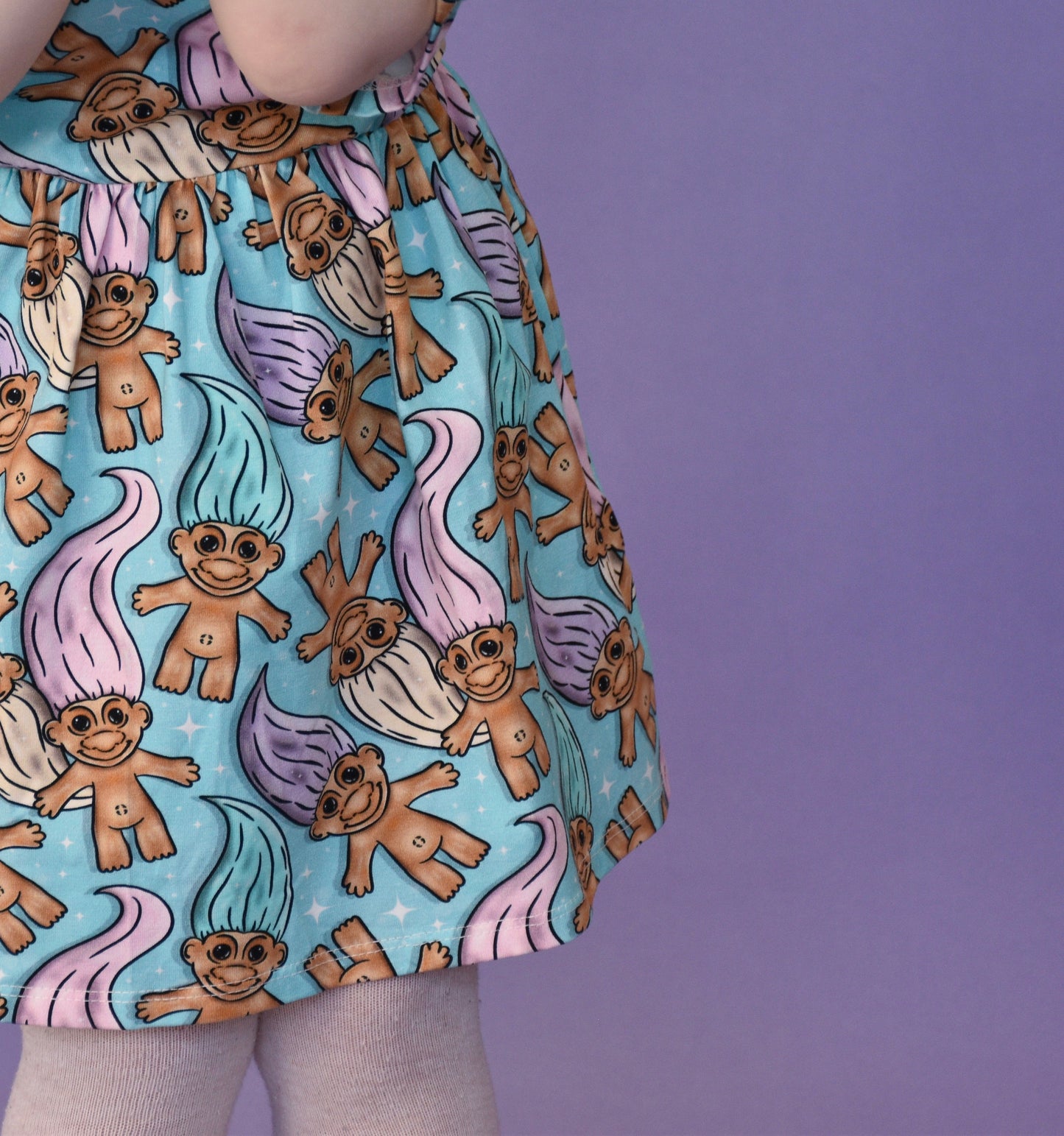 Pre Made Pastel Trolls Short Sleeve Ruffle Dresses - Troll Hair Don’t Care Dress