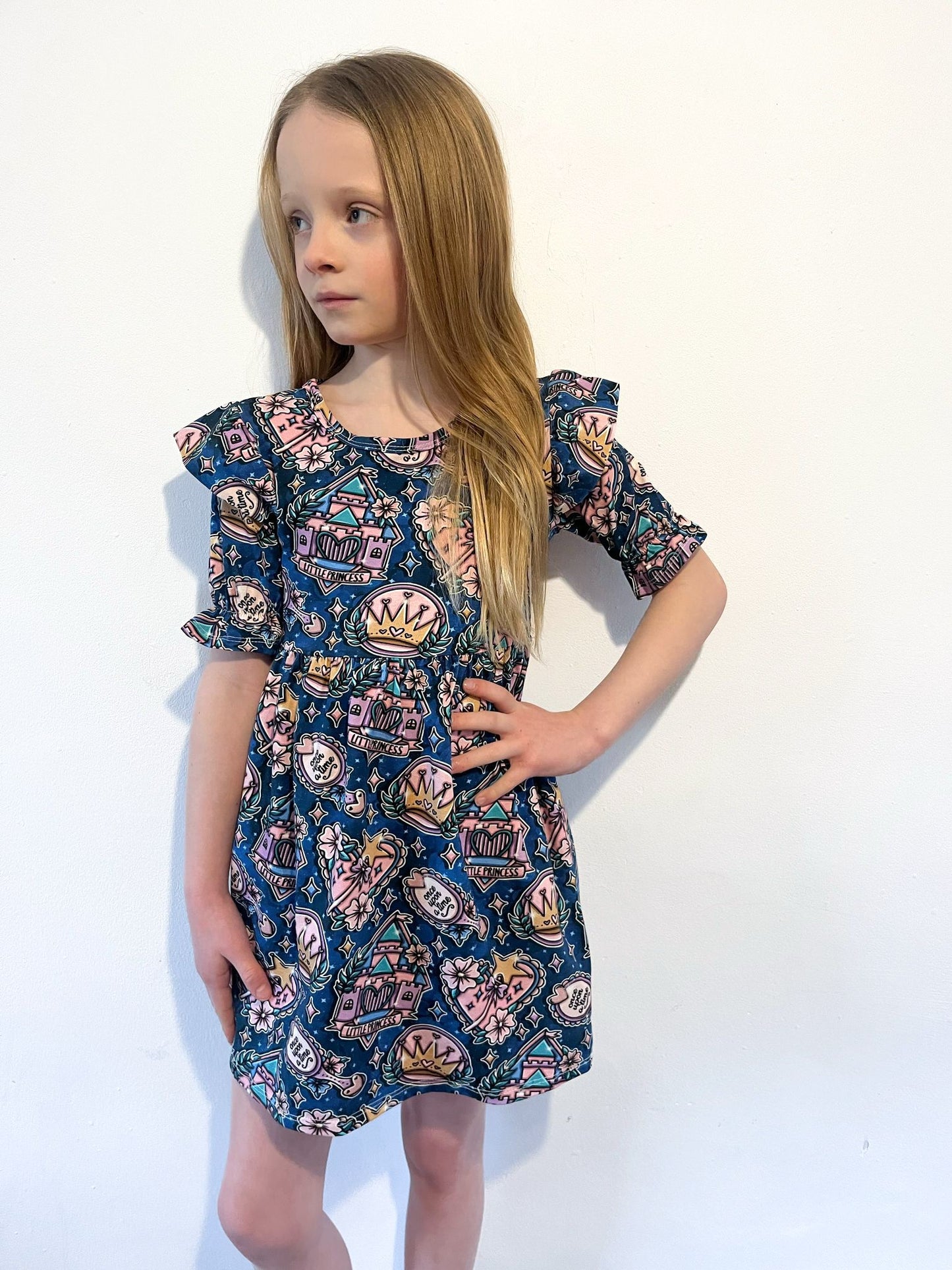 Pre Made Once Upon a Time Short Sleeve Ruffle Dresses - Fairytale Kingdom Dress