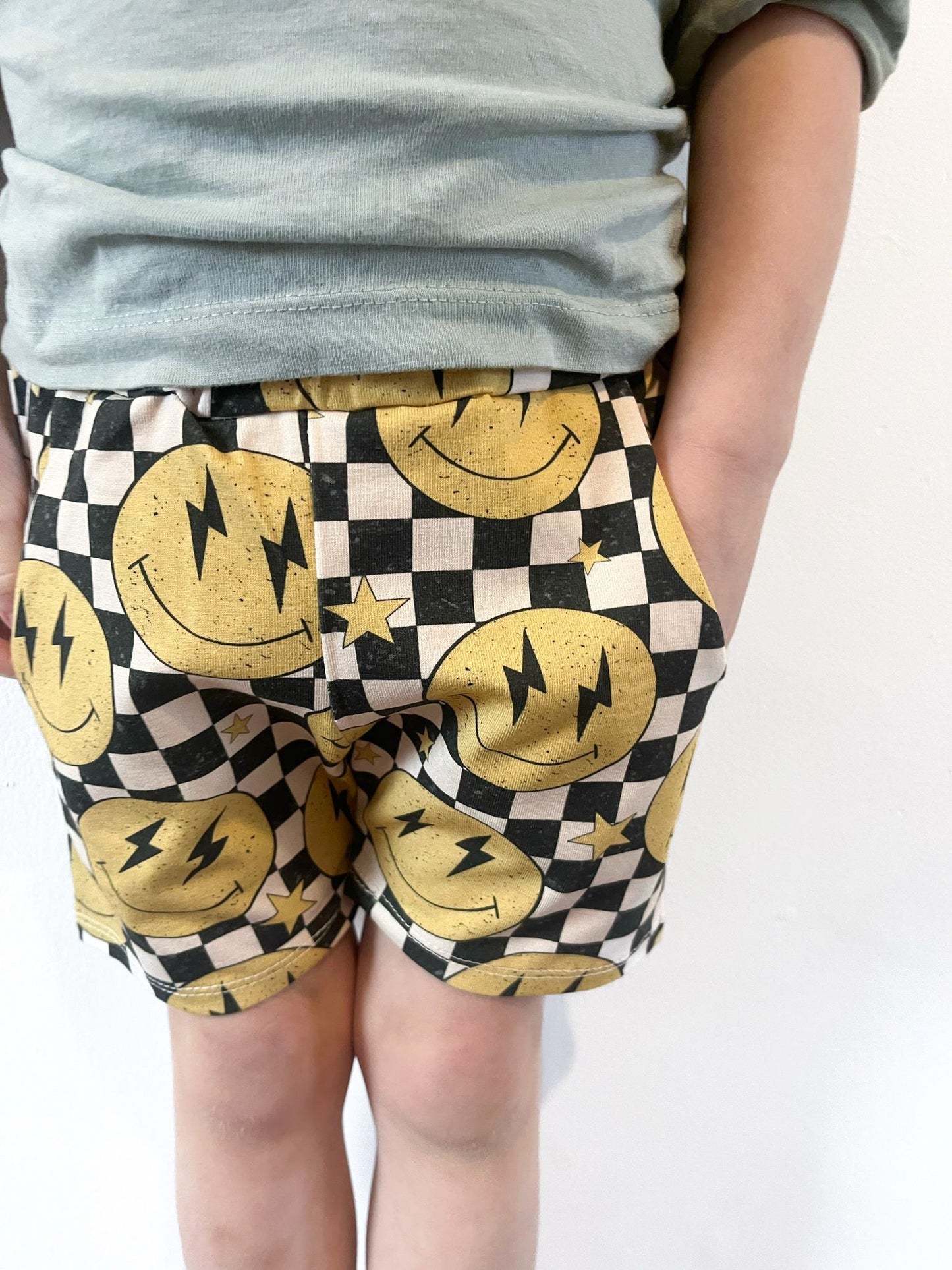 Pre Made Yellow Smiley Jogger Shorts