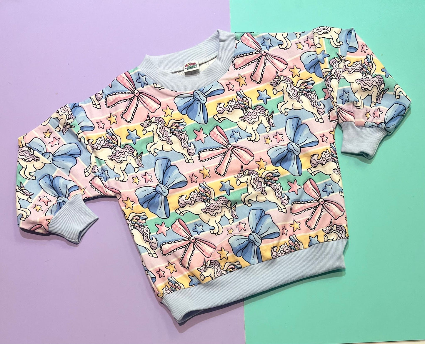 Pre Made Unicorn And Bows Slouchy Sweater