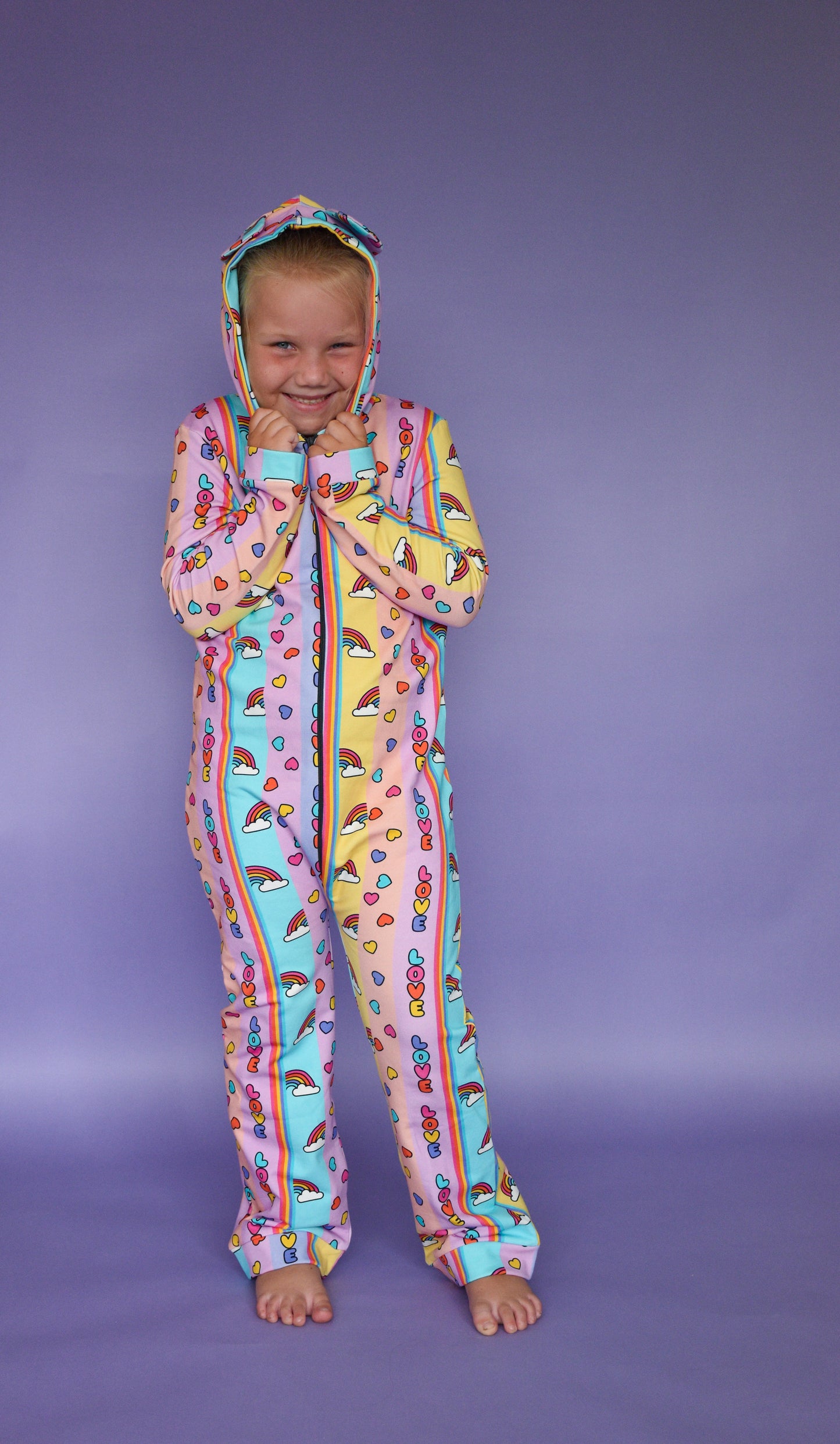 Ready To Post Love Stripes Zipped Onesies