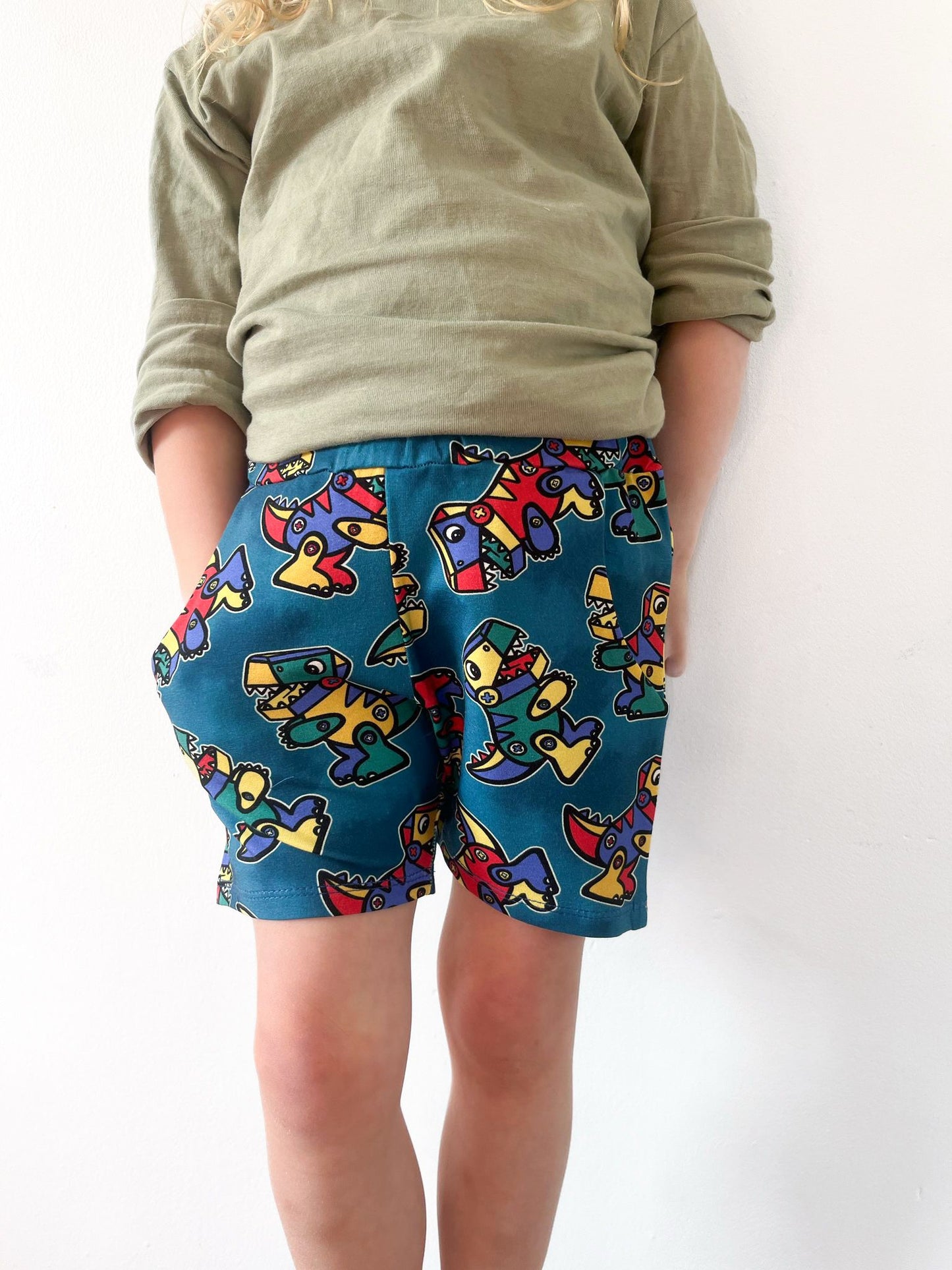 Pre Made Robosaurus Jogger Shorts | Fun & Colourful Dinosaur Kidswear