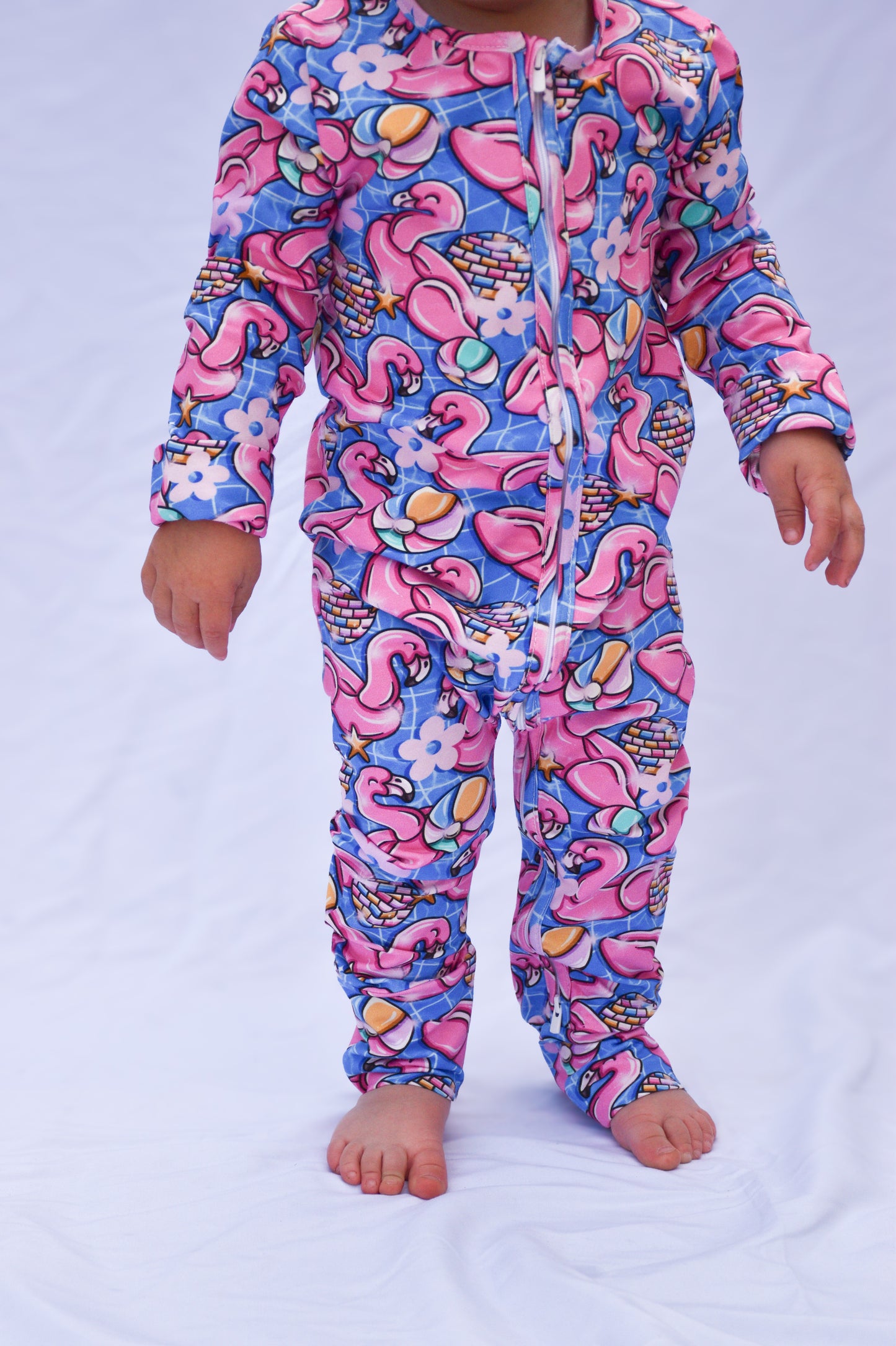 Ready To Post Flamingo Floatie Standard Jersey Zipped Sleepsuits