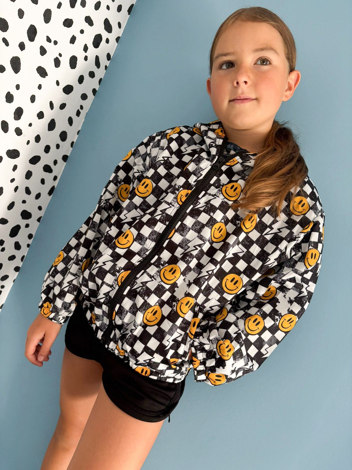Grunge Checkerboard Smiley Windbreaker