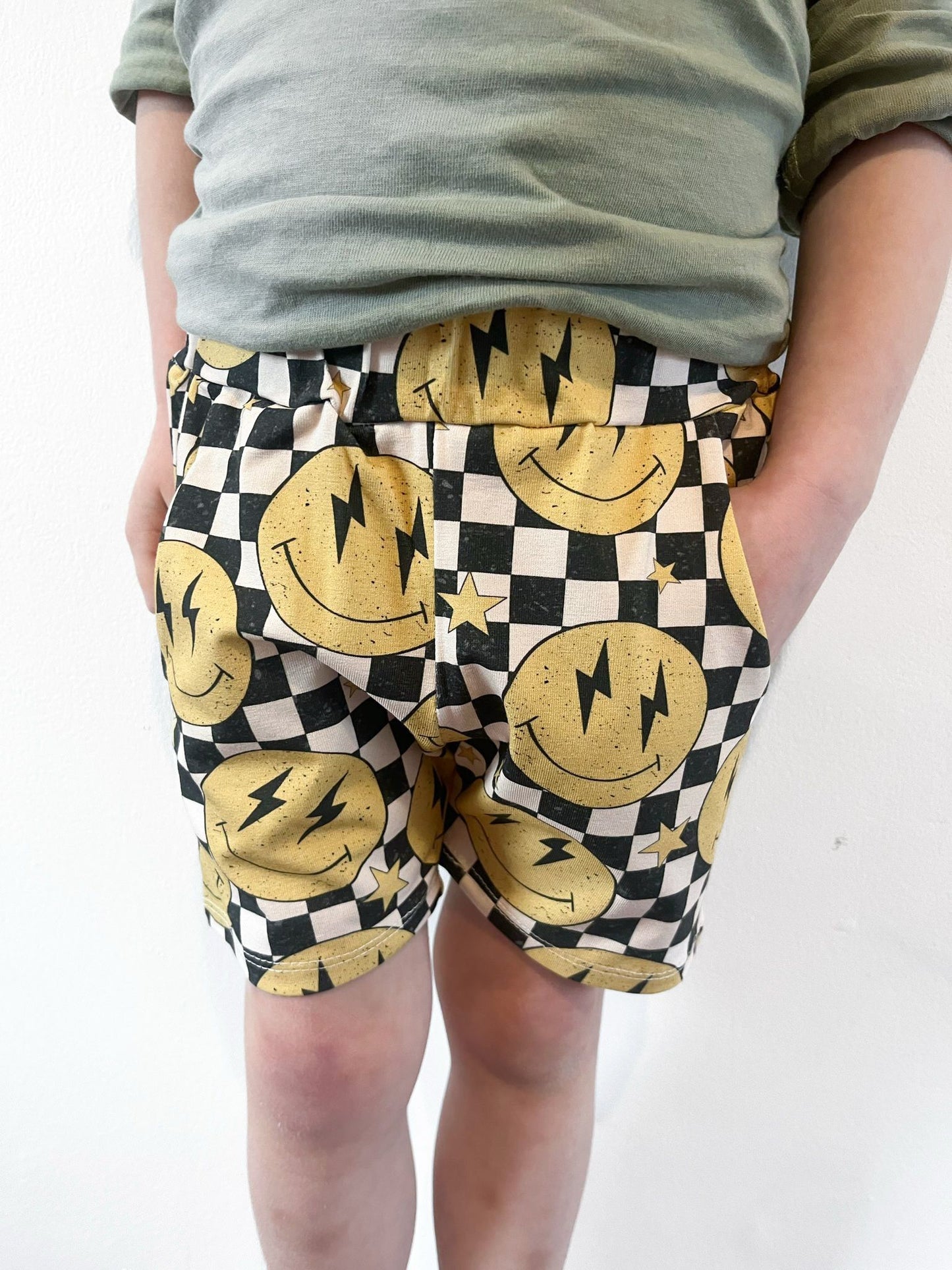 Pre Made Yellow Smiley Jogger Shorts