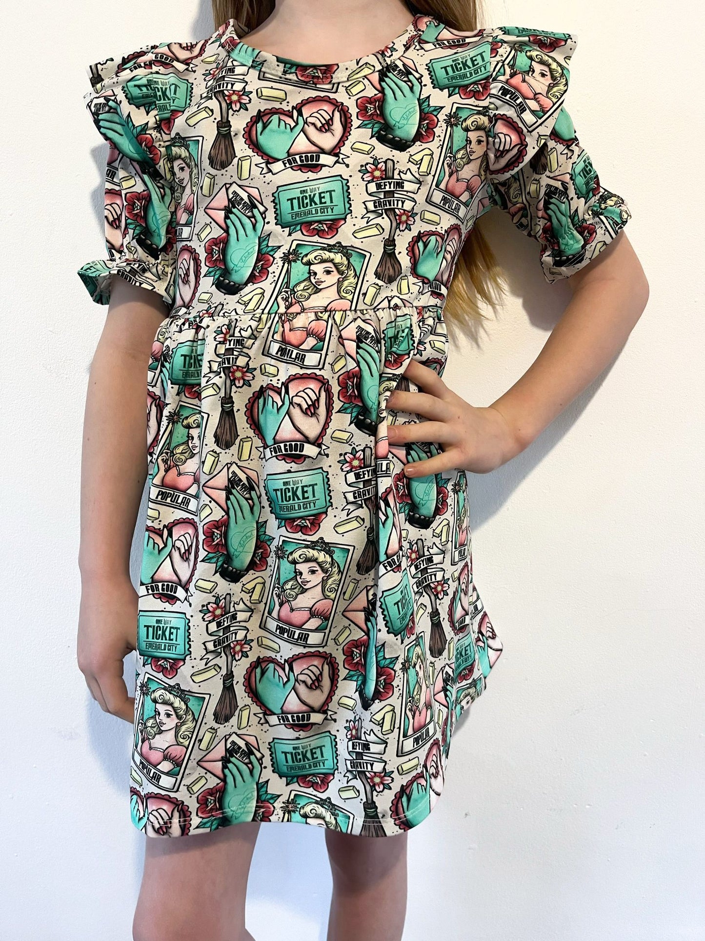 Pre Made Emerald City Short Sleeve Ruffle Dresses