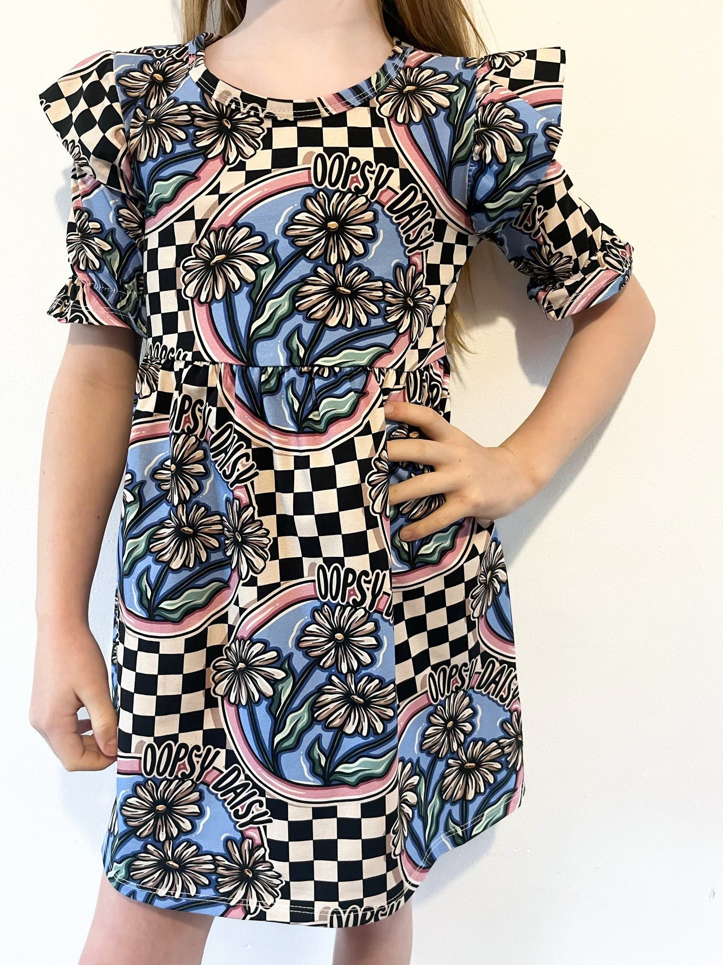 Pre Made Oopsy Daisy Short Sleeve Ruffle Dresses – Bold Florals & Retro Vibes