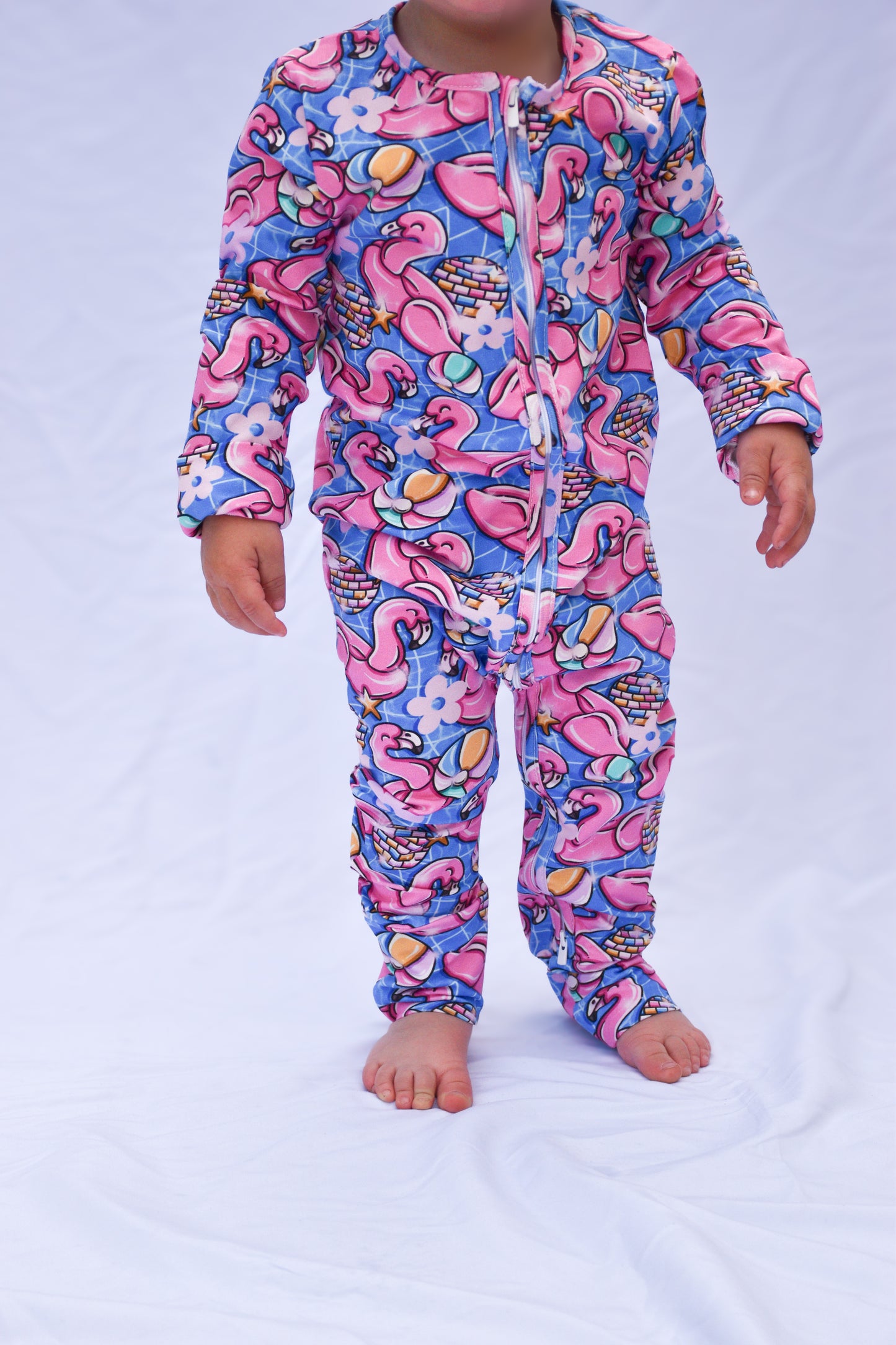 Ready To Post Flamingo Floatie Standard Jersey Zipped Sleepsuits
