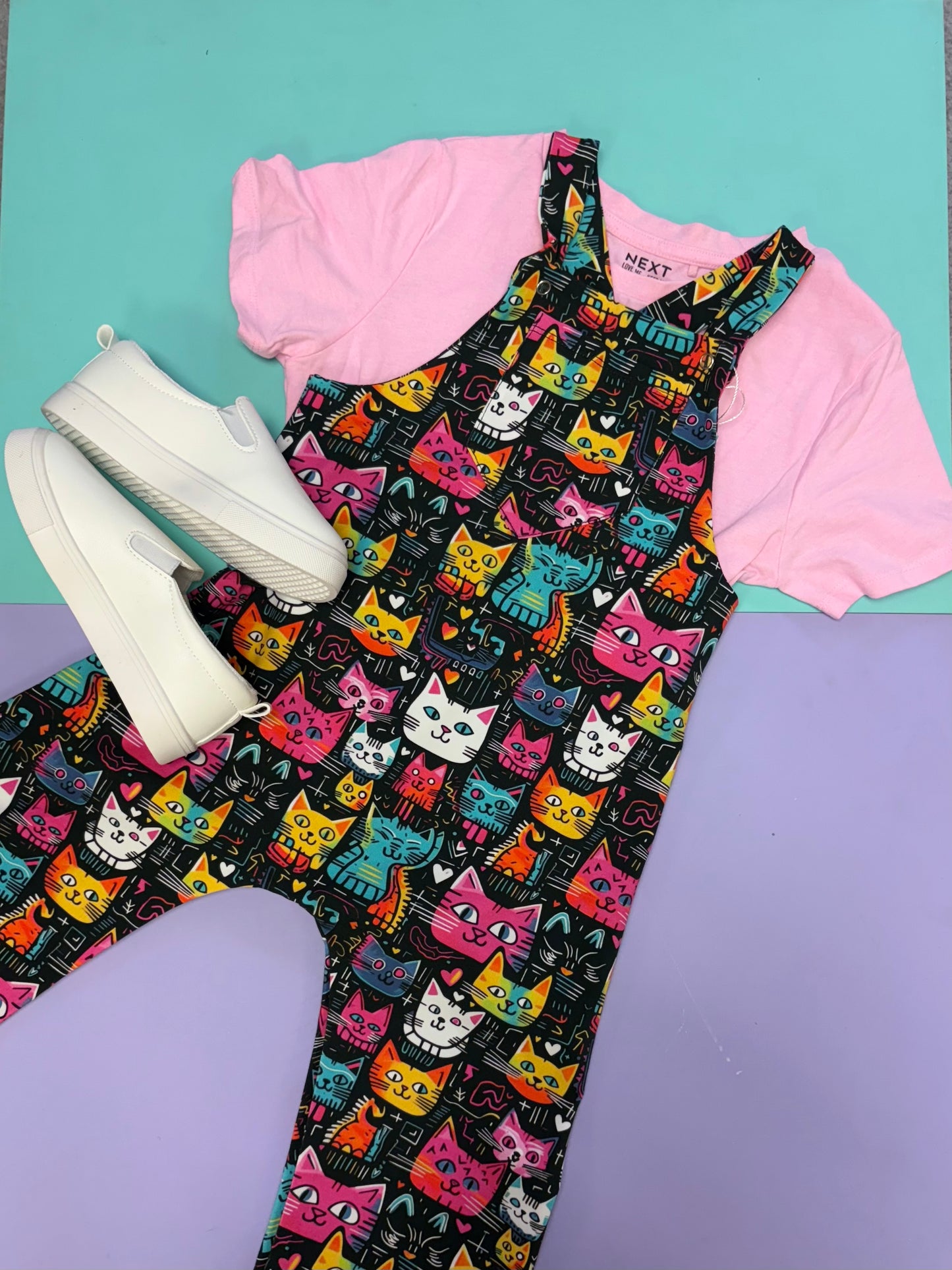 Pre Made Crazy Cats Wide Leg Dungs