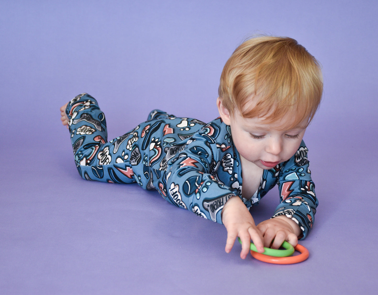 Ready To Post Blue Doggy Friends Standard Jersey Zipped Sleepsuits