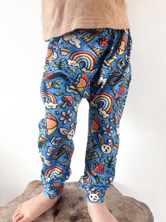 Pre Made In The Garden Kids Baggy Harems - Floral & Nature Print, Comfy & Play-Ready