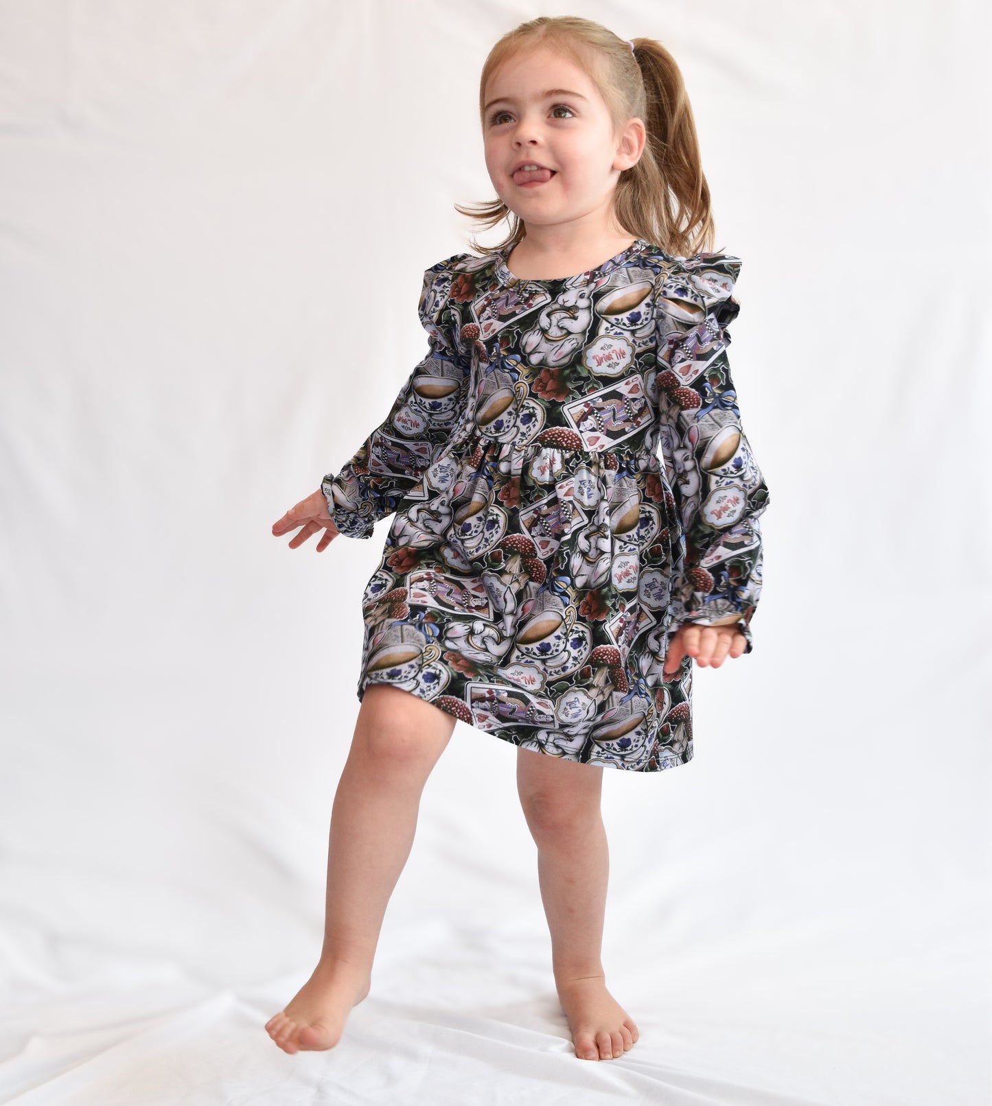 Pre Made White Rabbit Ruffle Dresses - Wonderland Whimsical Dress