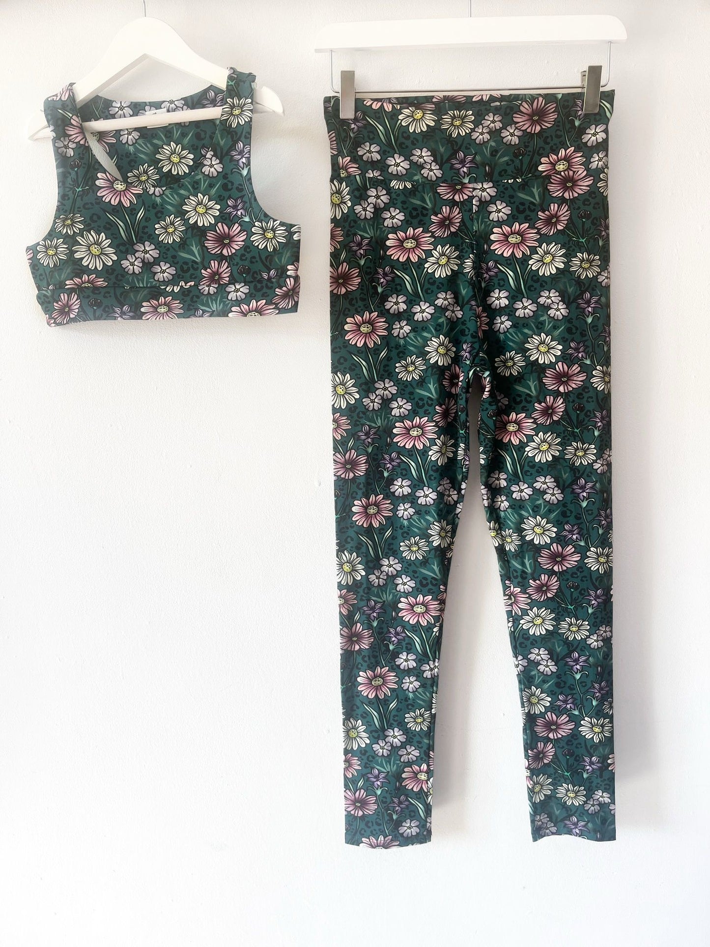 Pre Made Comfy Adult Racer Crop Top - Leopard Wildflower