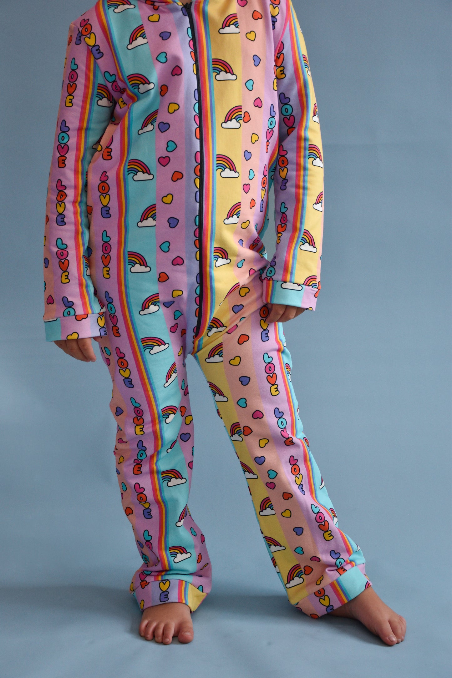 Ready To Post Love Stripes Zipped Onesies
