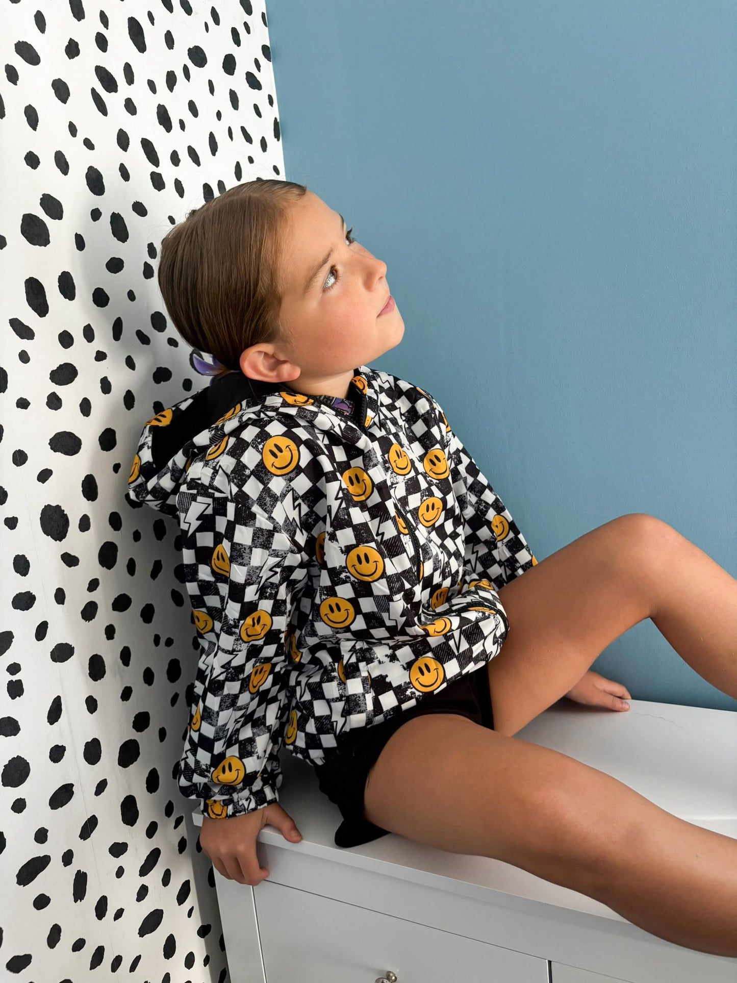 Grunge Checkerboard Smiley Windbreaker