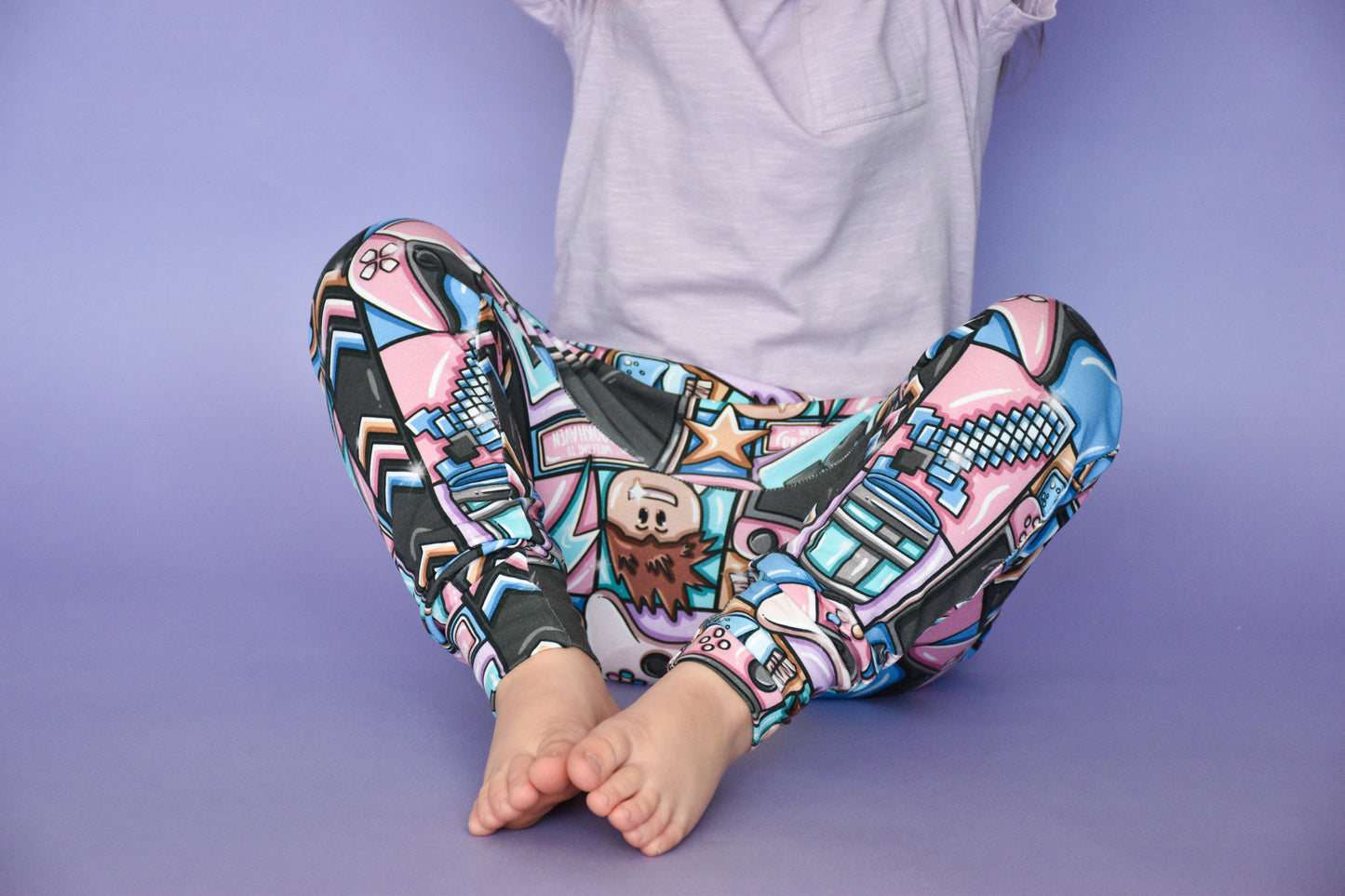 Pre Made Eat Sleep Game Kids Baggy Harems | Gaming Print Joggers for Kids