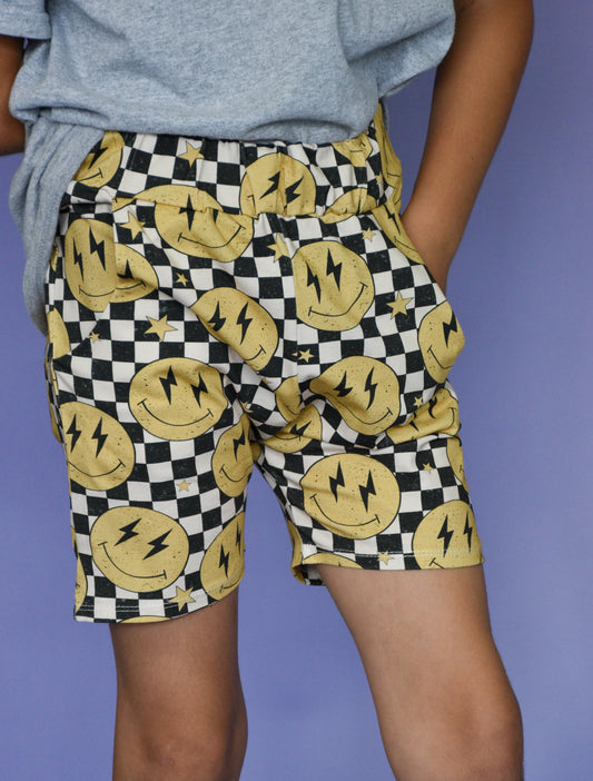 Pre Made Yellow Smiley Jogger Shorts