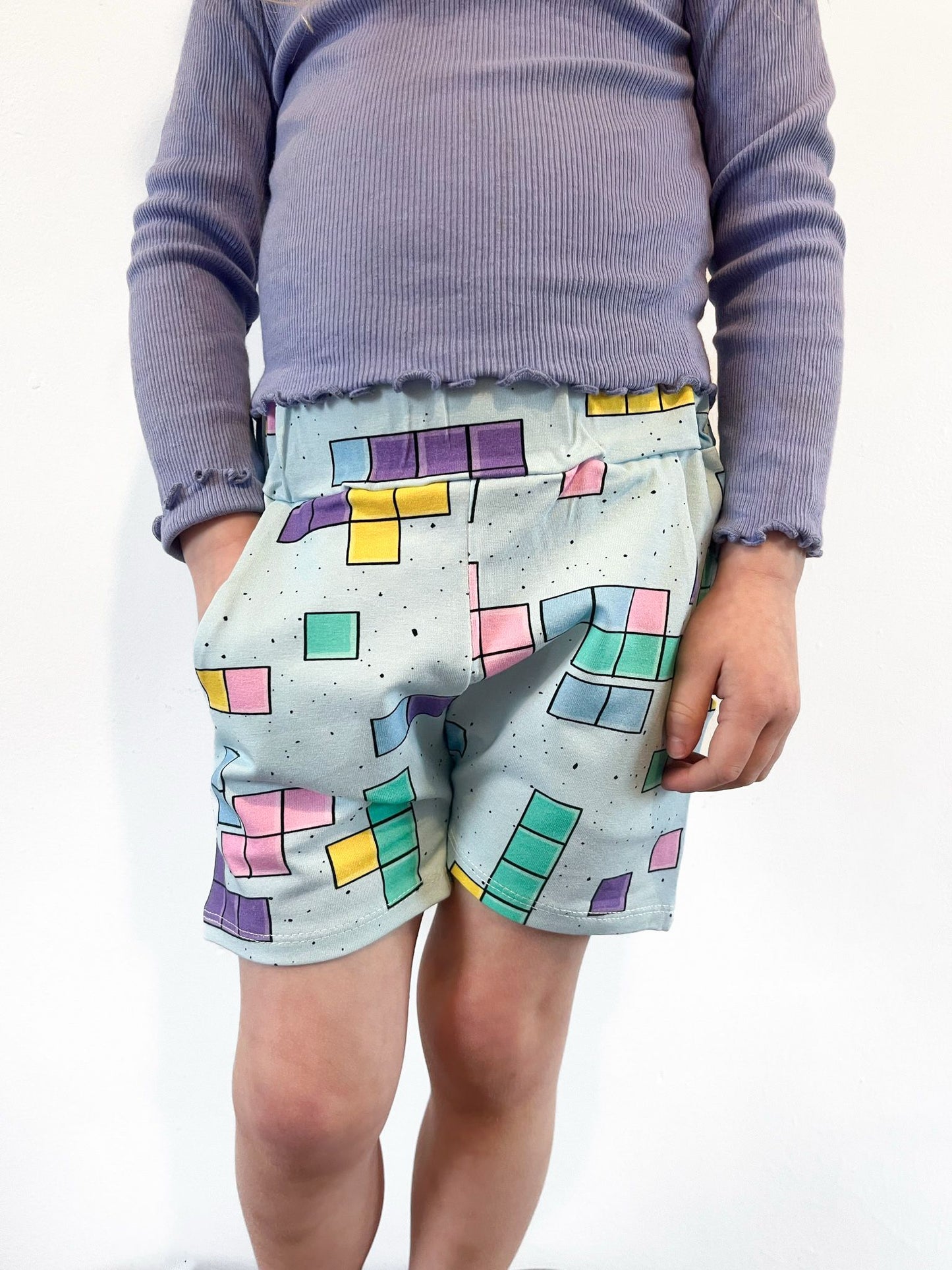 Pre Made Pastel Puzzle Jogger Shorts