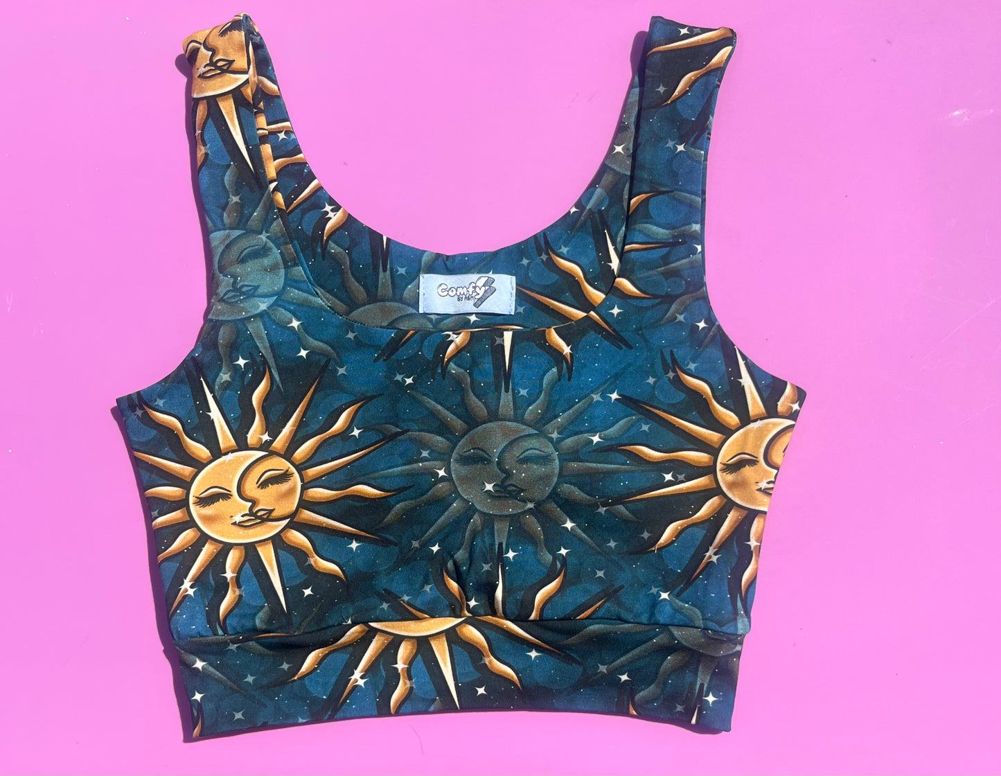 Pre Made Comfy Adult Crop Top - Sun and Moon