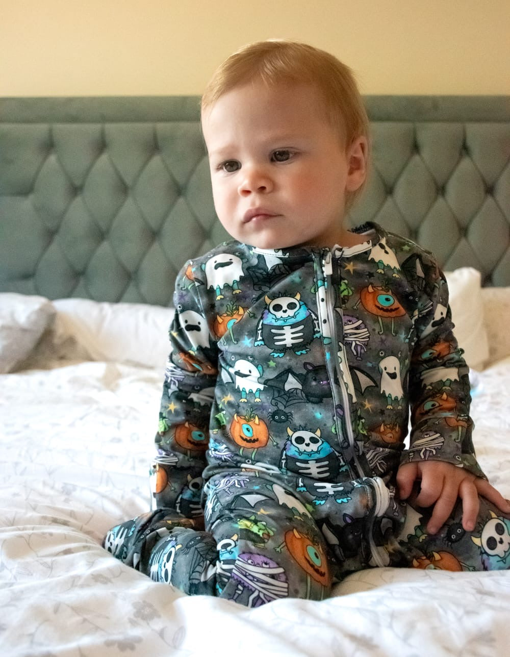 Ready To Post Halloween Monsters Standard Jersey Zipped Sleepsuits