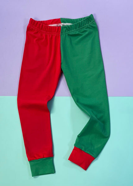 Christmas Red and Green Mash Up Leggings or Harems (up to 5-6)