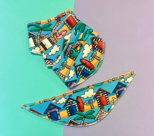 Summer Beach Huts Dribble Bibs